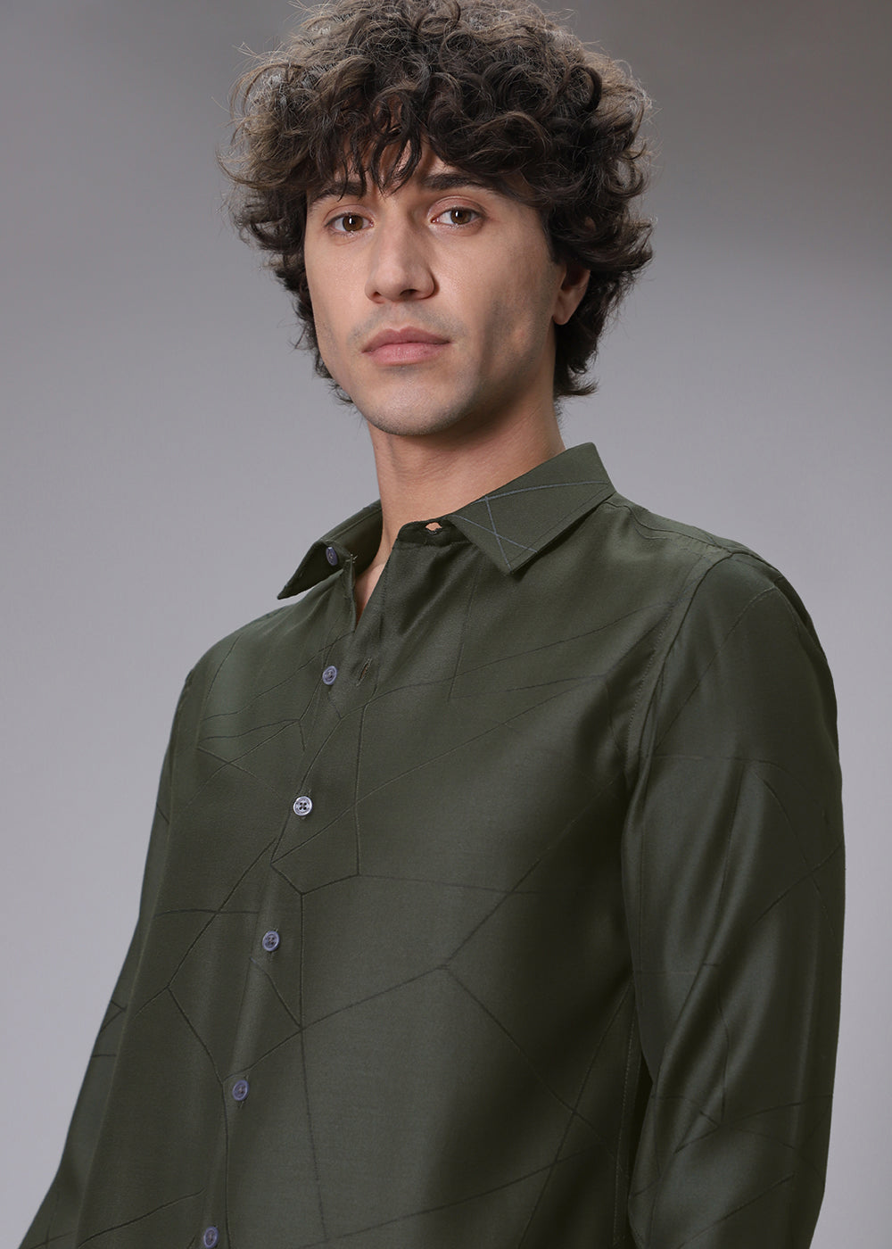 Dark Olive Laser Cut Shirt