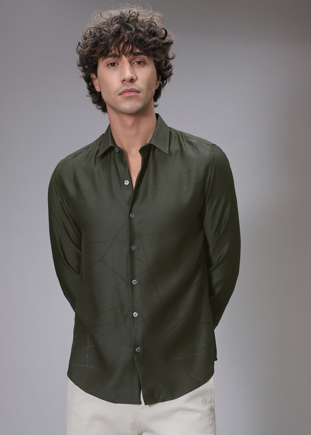 Dark Olive Laser Cut Shirt