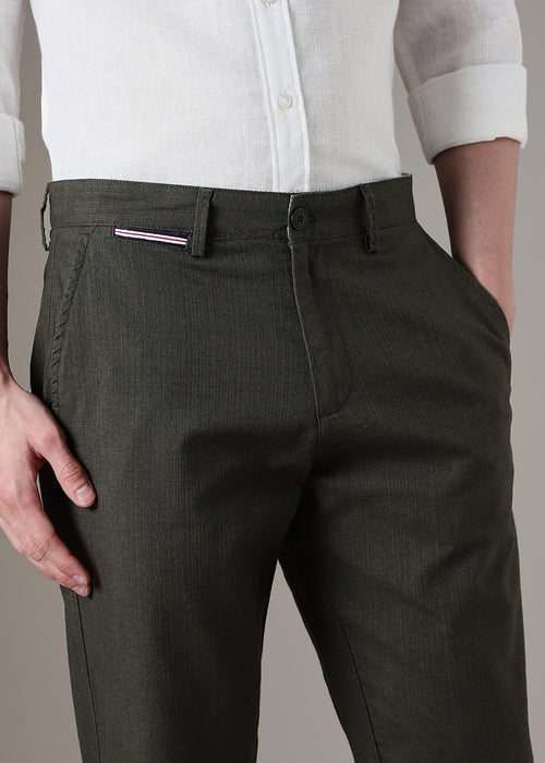 Dark Olive Linen Trouser