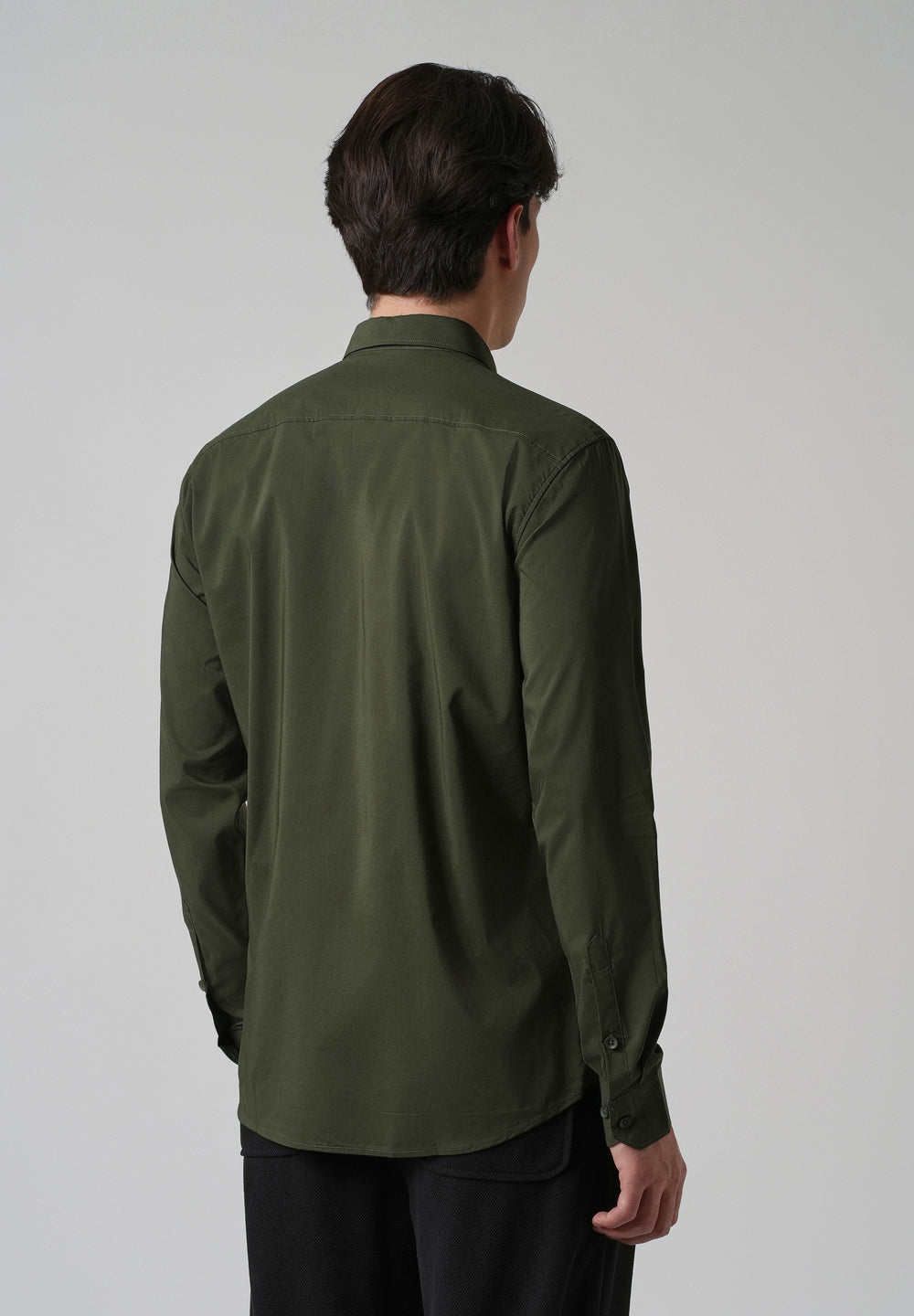 Dark Olive Plain Blended Cotton Shirt