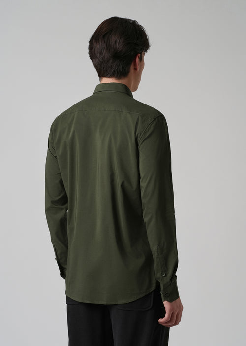 Dark Olive Plain Cotton Shirt