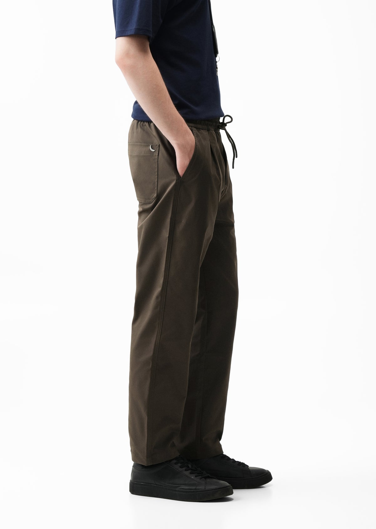 Dark Olive Relaxed Drawstring Trouser