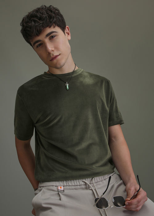 Dark Olive Suede T-shirt