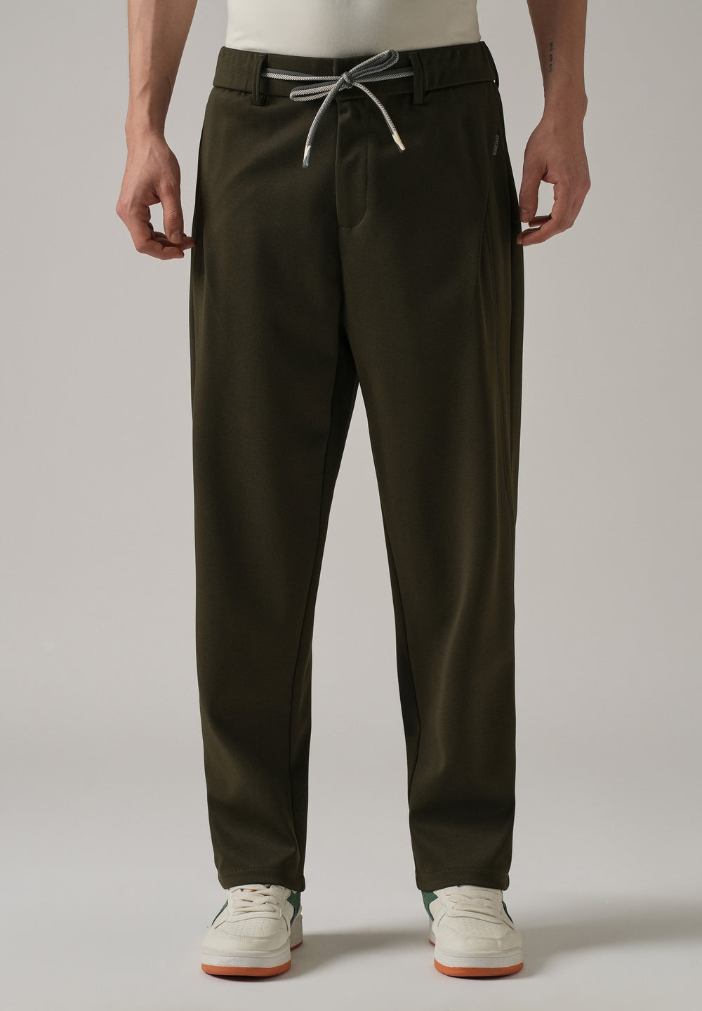 Dark Olive Textured Stretch Pant