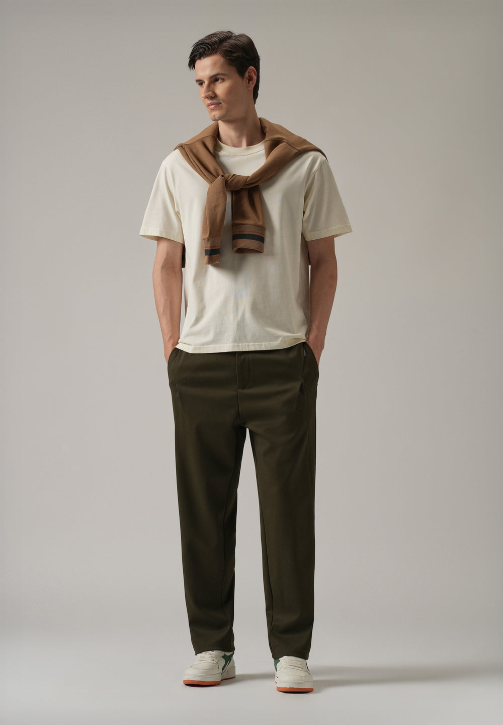 Dark Olive Textured Stretch Pant