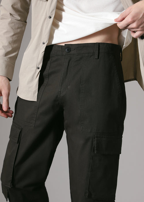 Dark Olive Zipper Cargo Pant