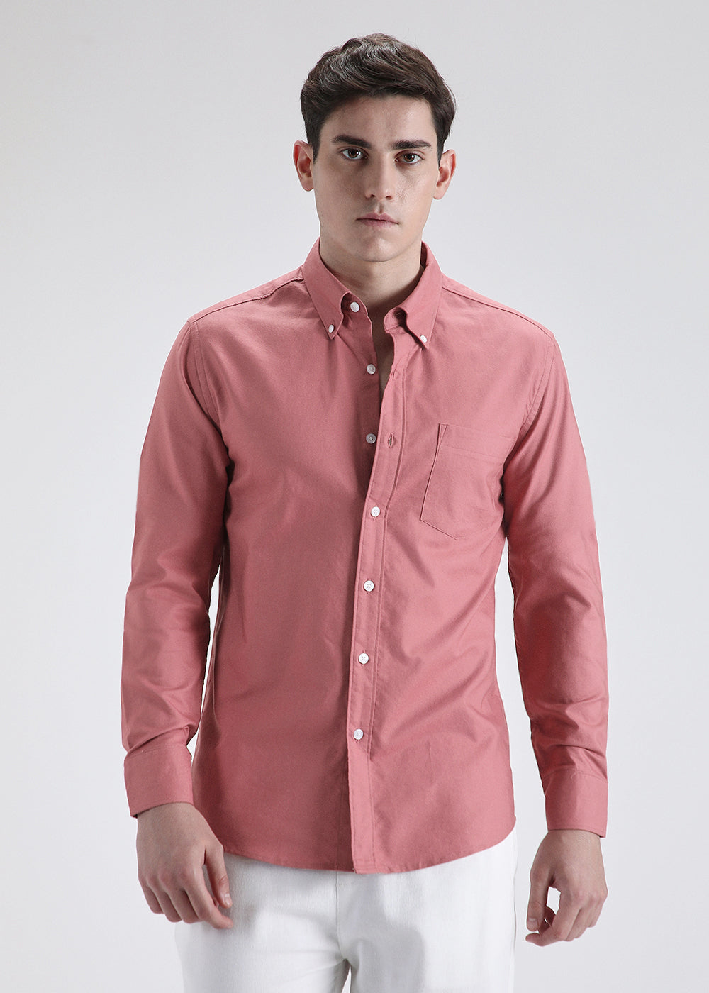 Dark Peach Cotton Oxford Shirt