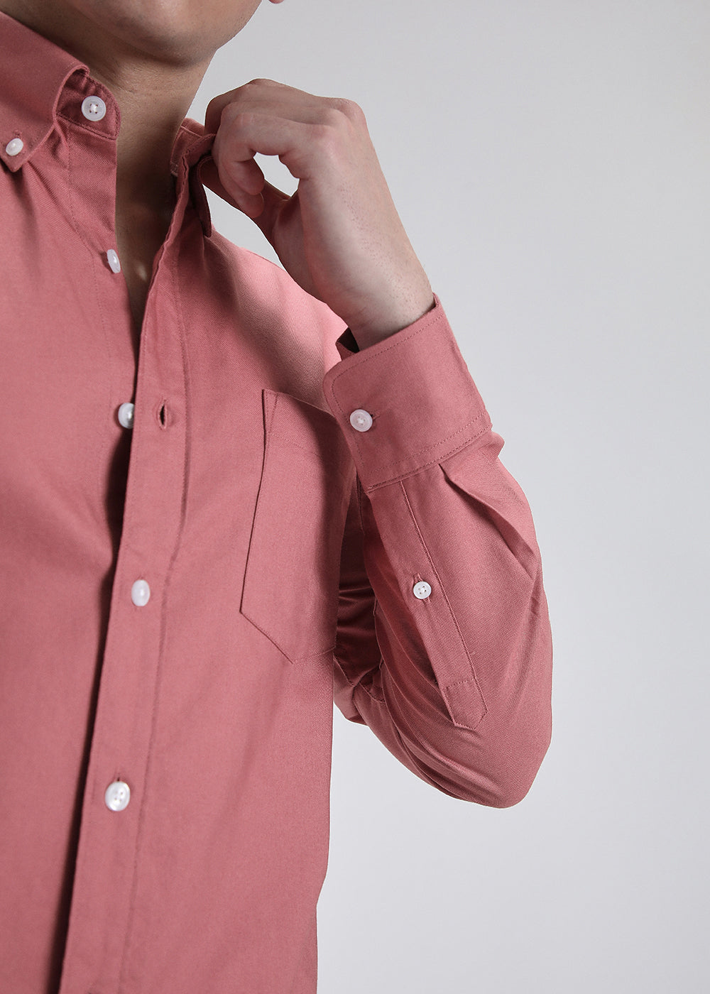 Dark Peach Cotton Oxford Shirt