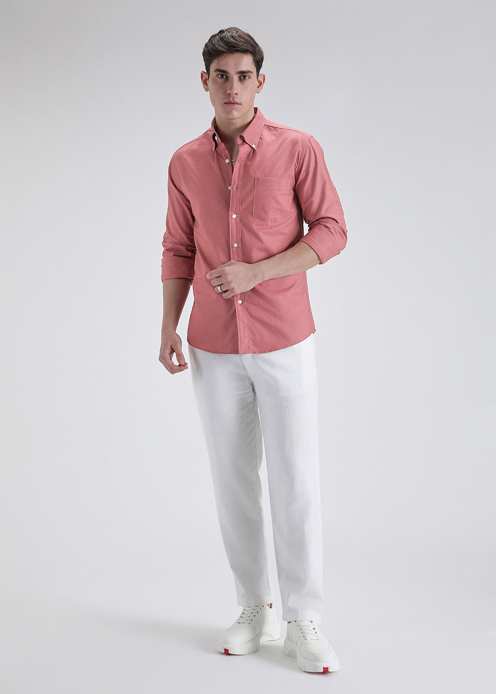 Dark Peach Cotton Oxford Shirt