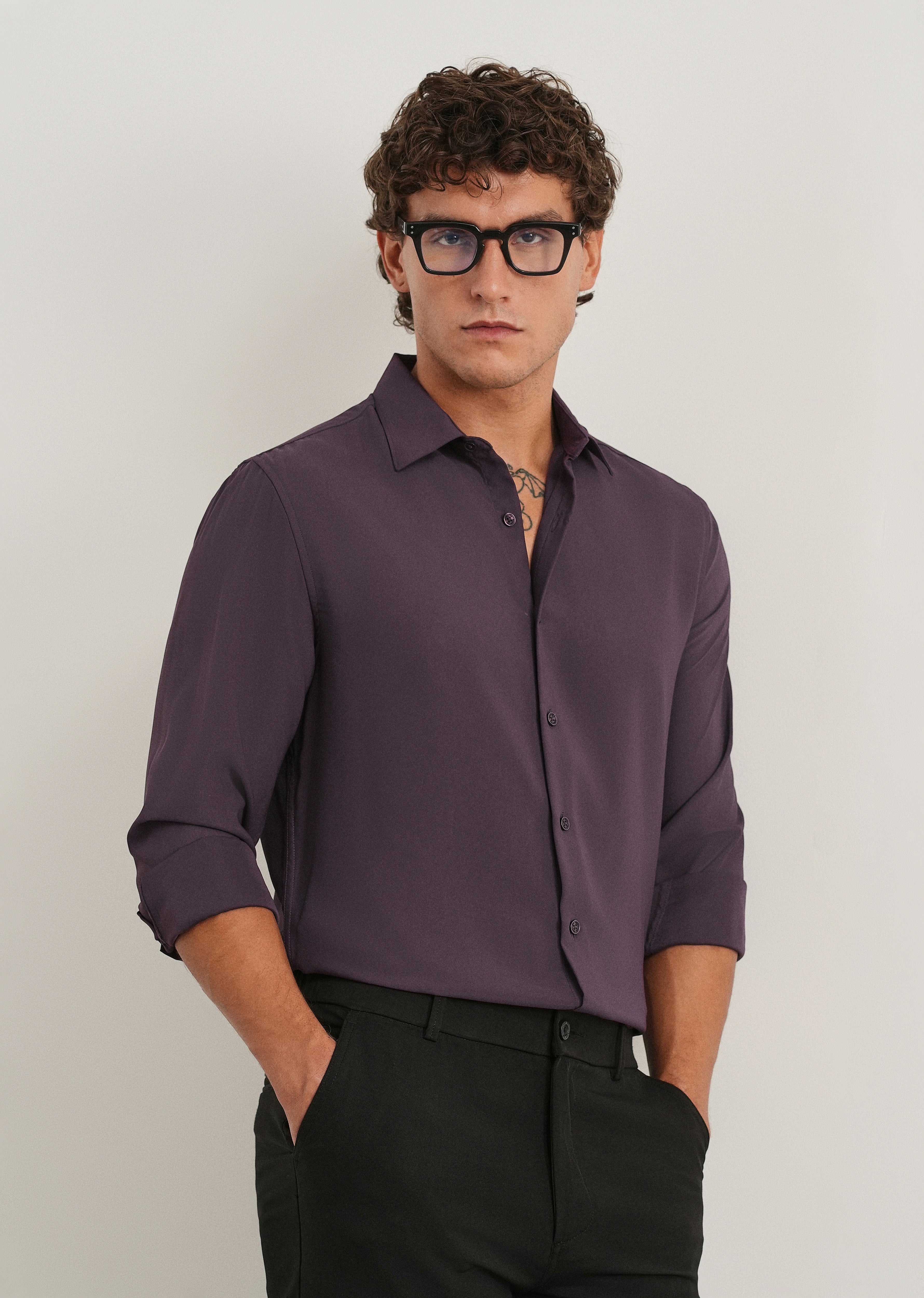Dark Purple Fluid Soft Shirt
