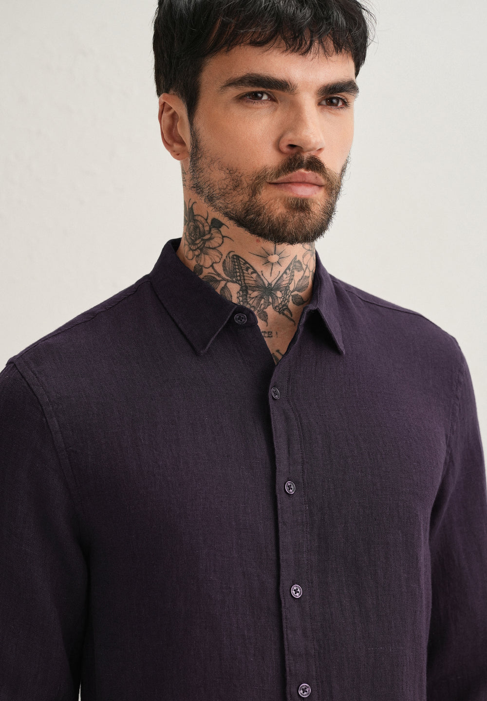 Dark Purple Pure Linen Shirt