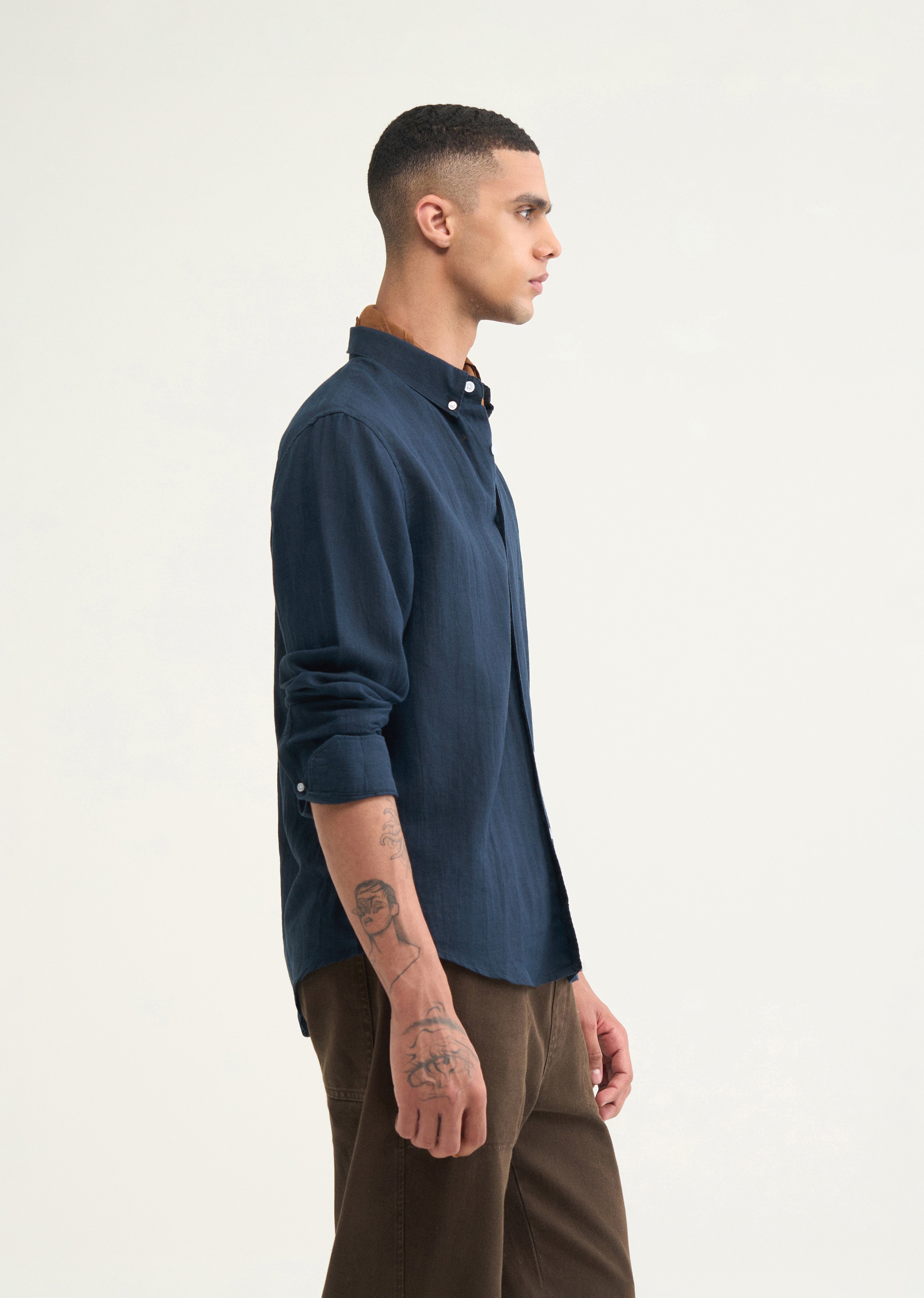Dark Teal Hemp Cotton Shirt