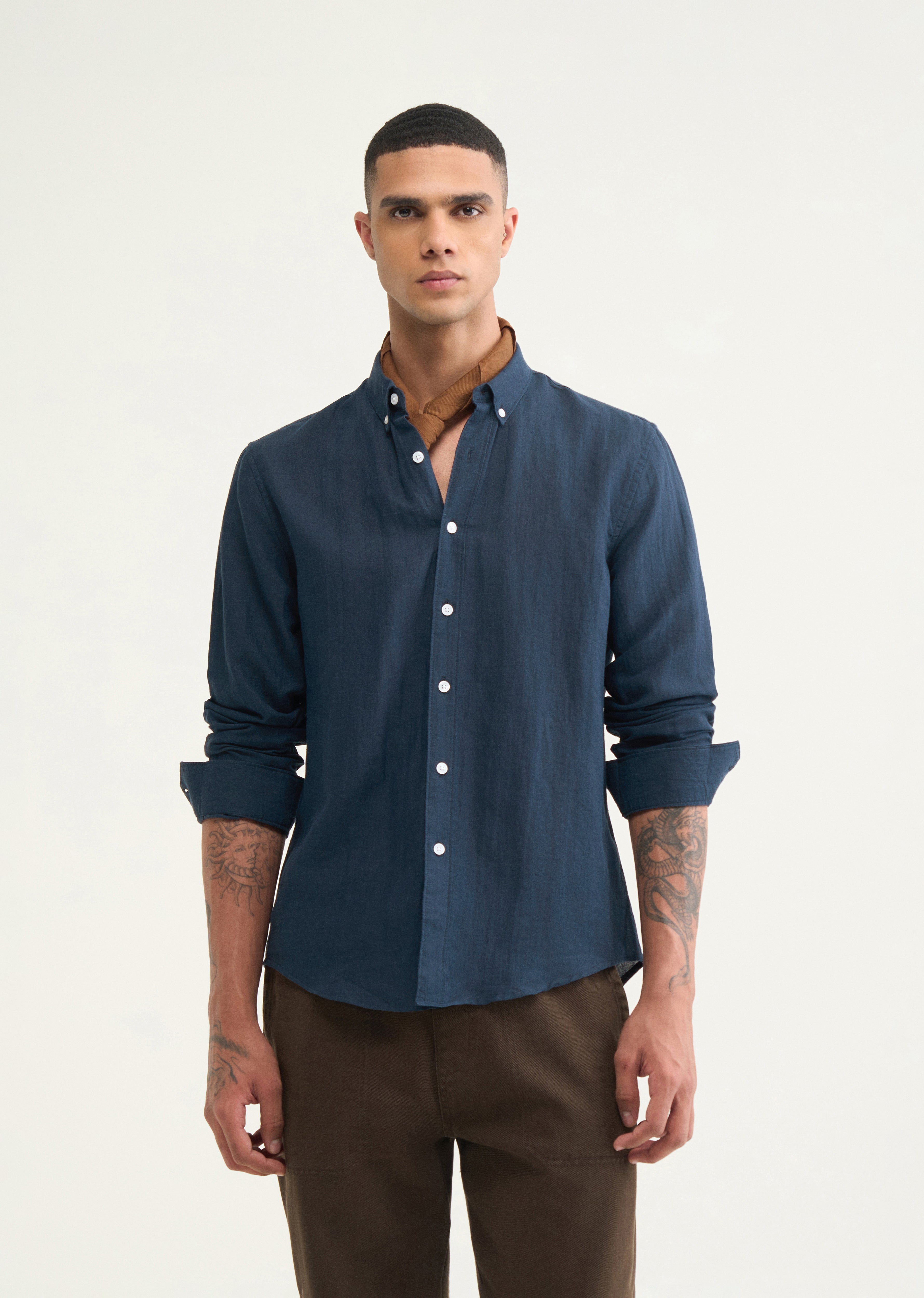 Dark Teal Hemp Cotton Shirt