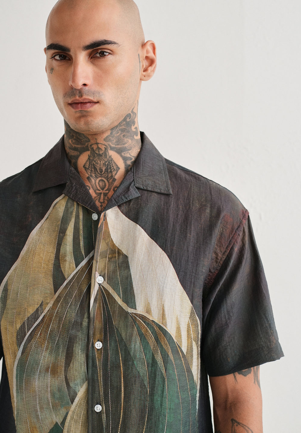 Dark Tropical Placement Print Shirt
