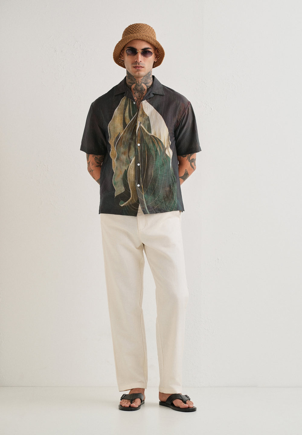 Dark Tropical Placement Print Shirt