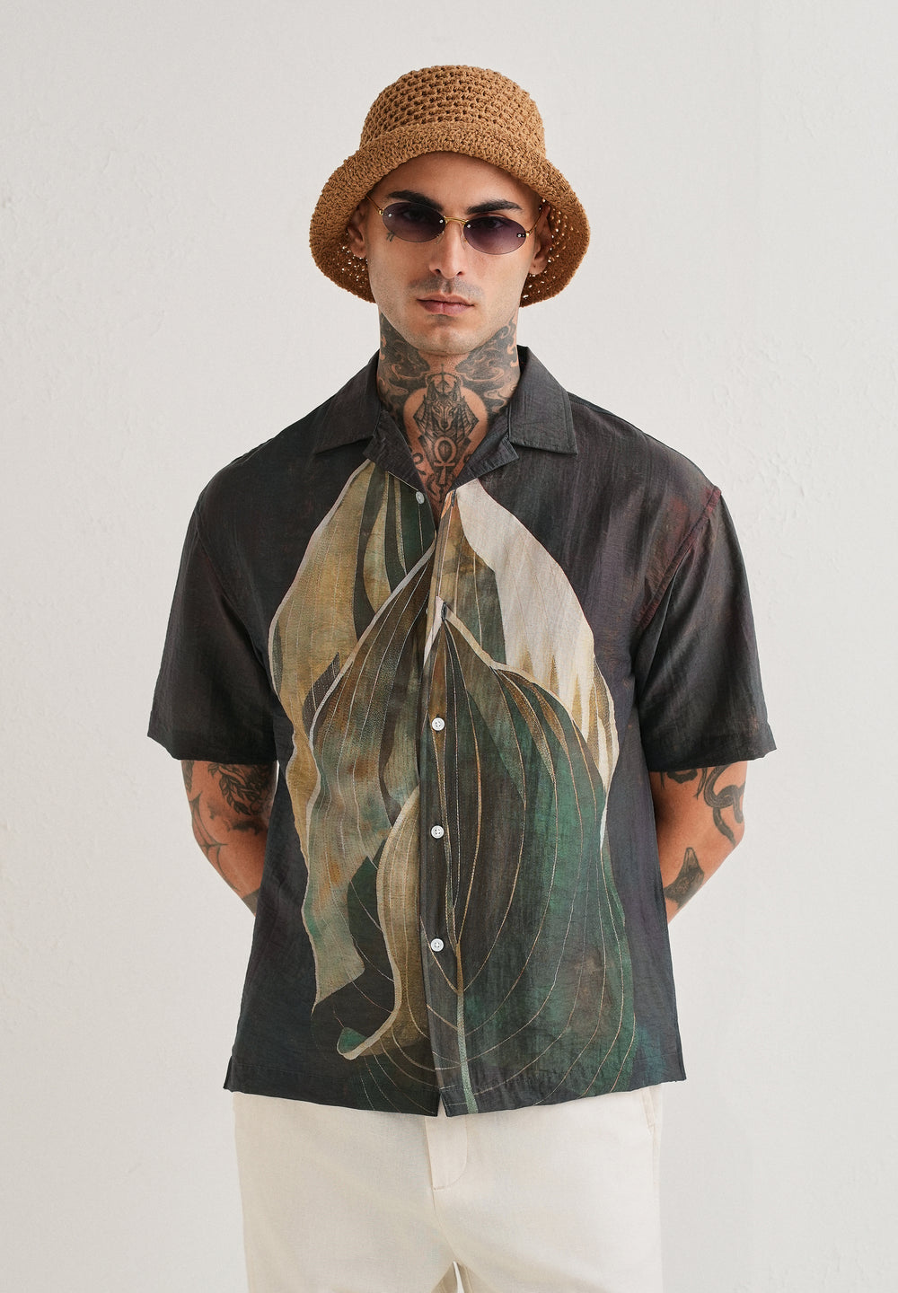 Dark Tropical Placement Print Shirt