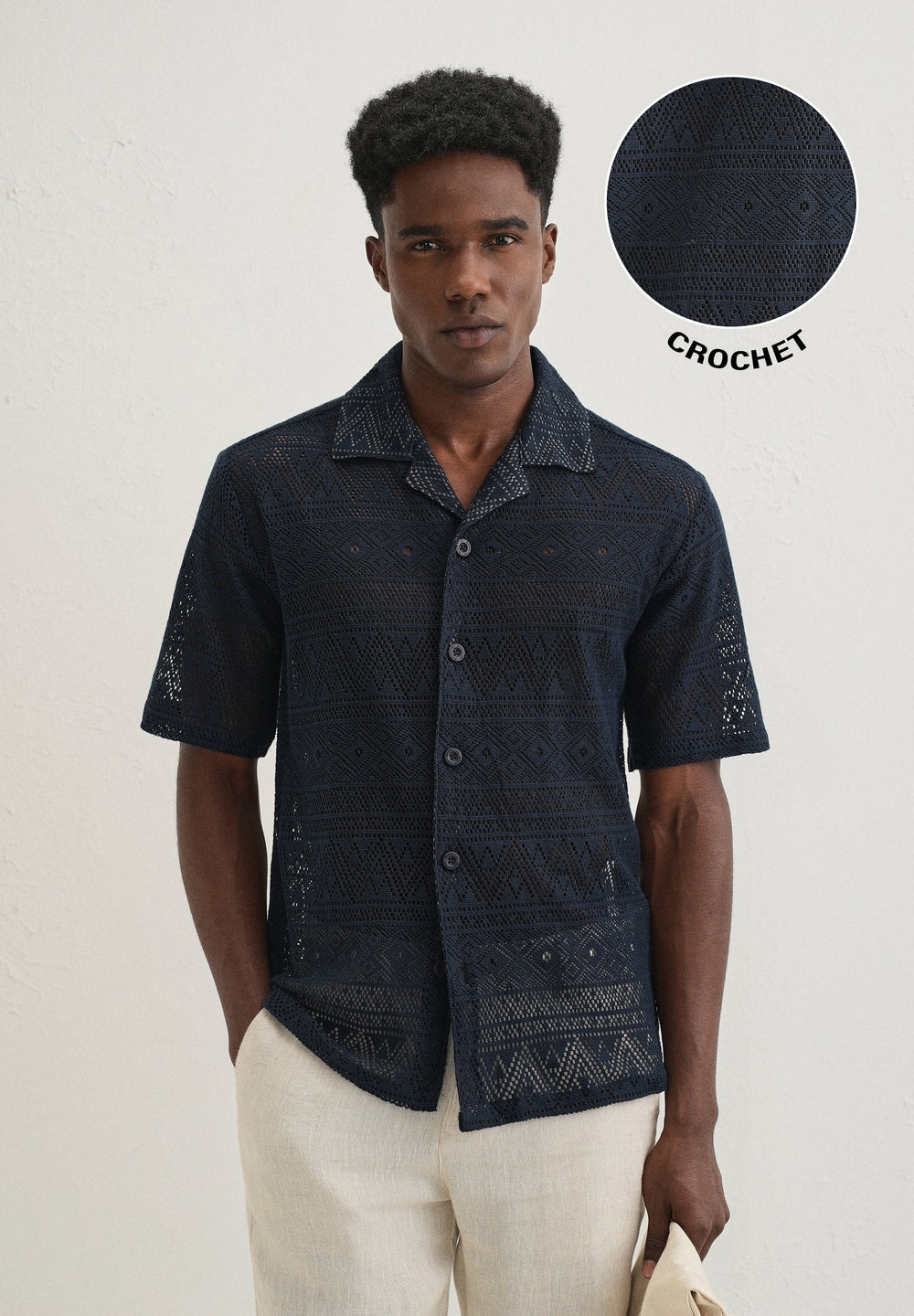 Dark Blue Crochet Shirt