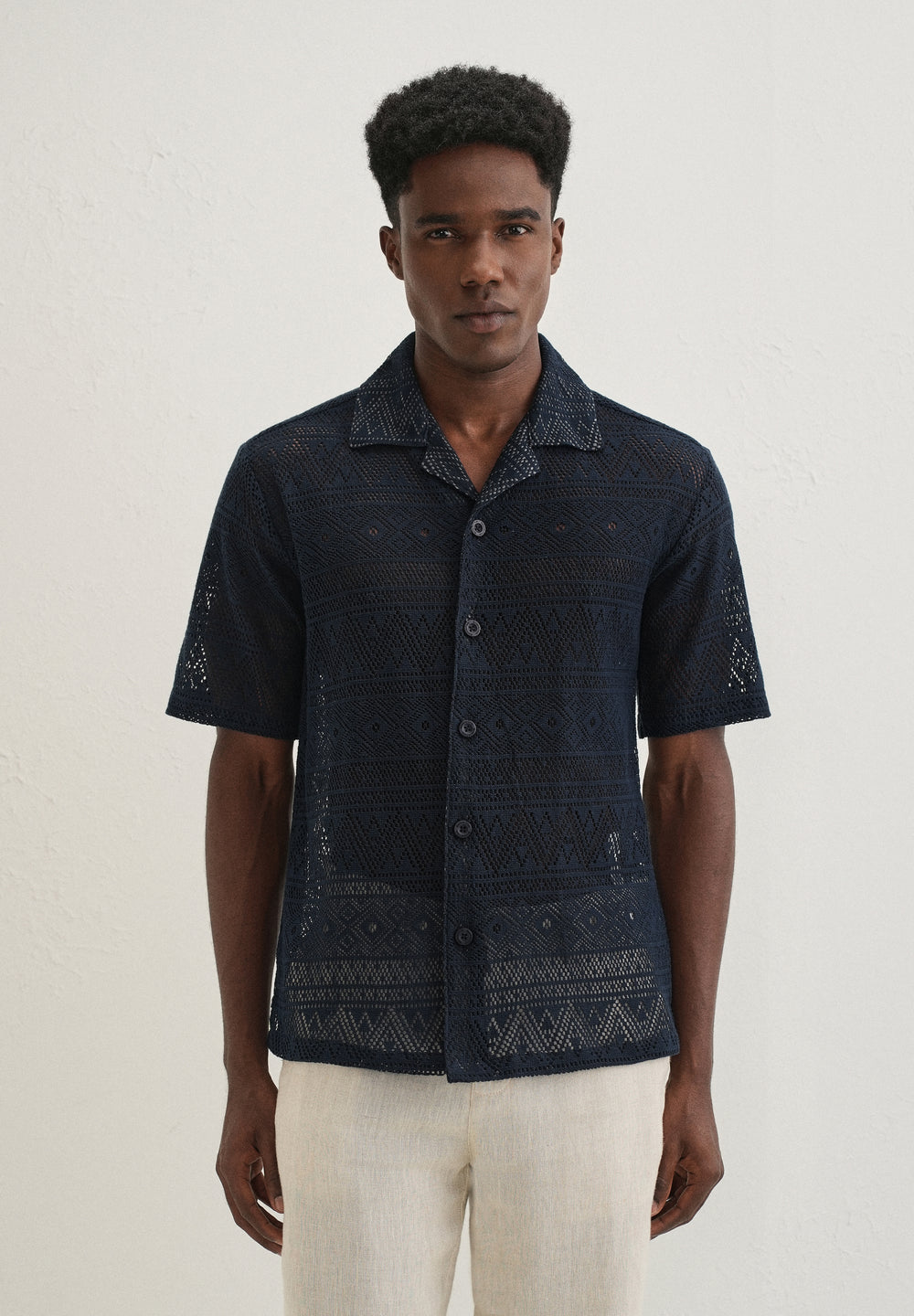 Dark Blue Crochet Shirt