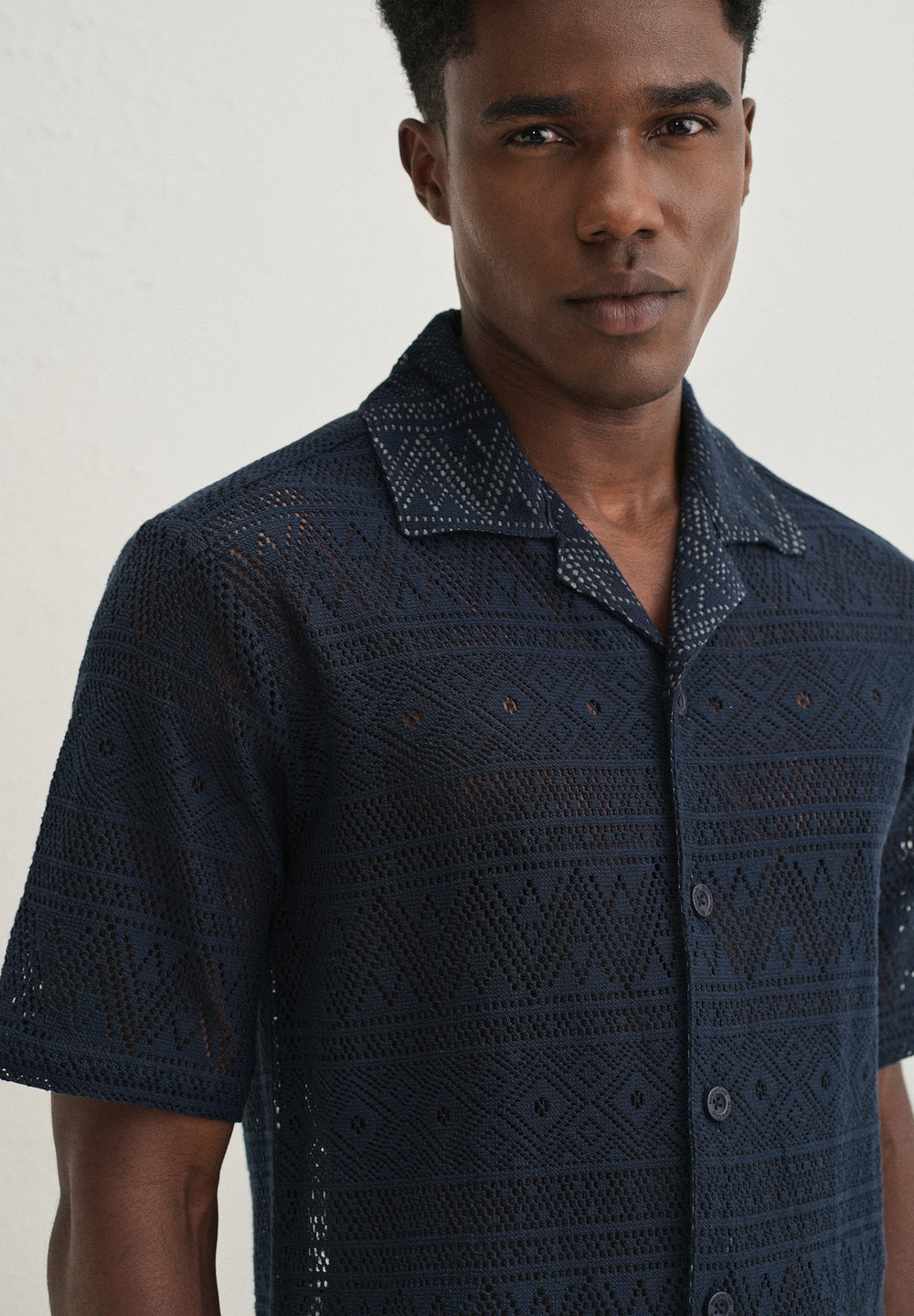 Dark Blue Crochet Shirt