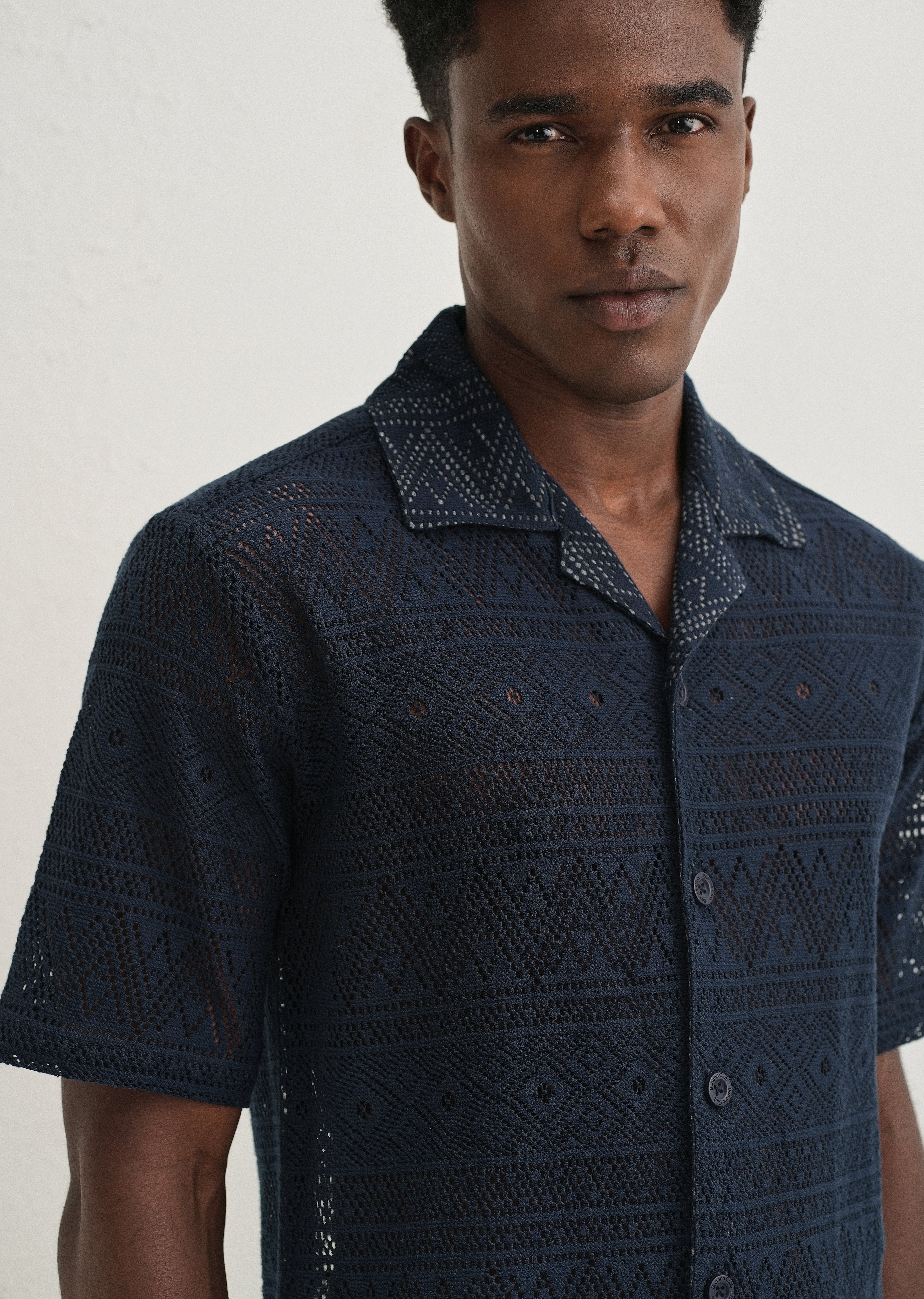 Dark Blue Crochet Shirt