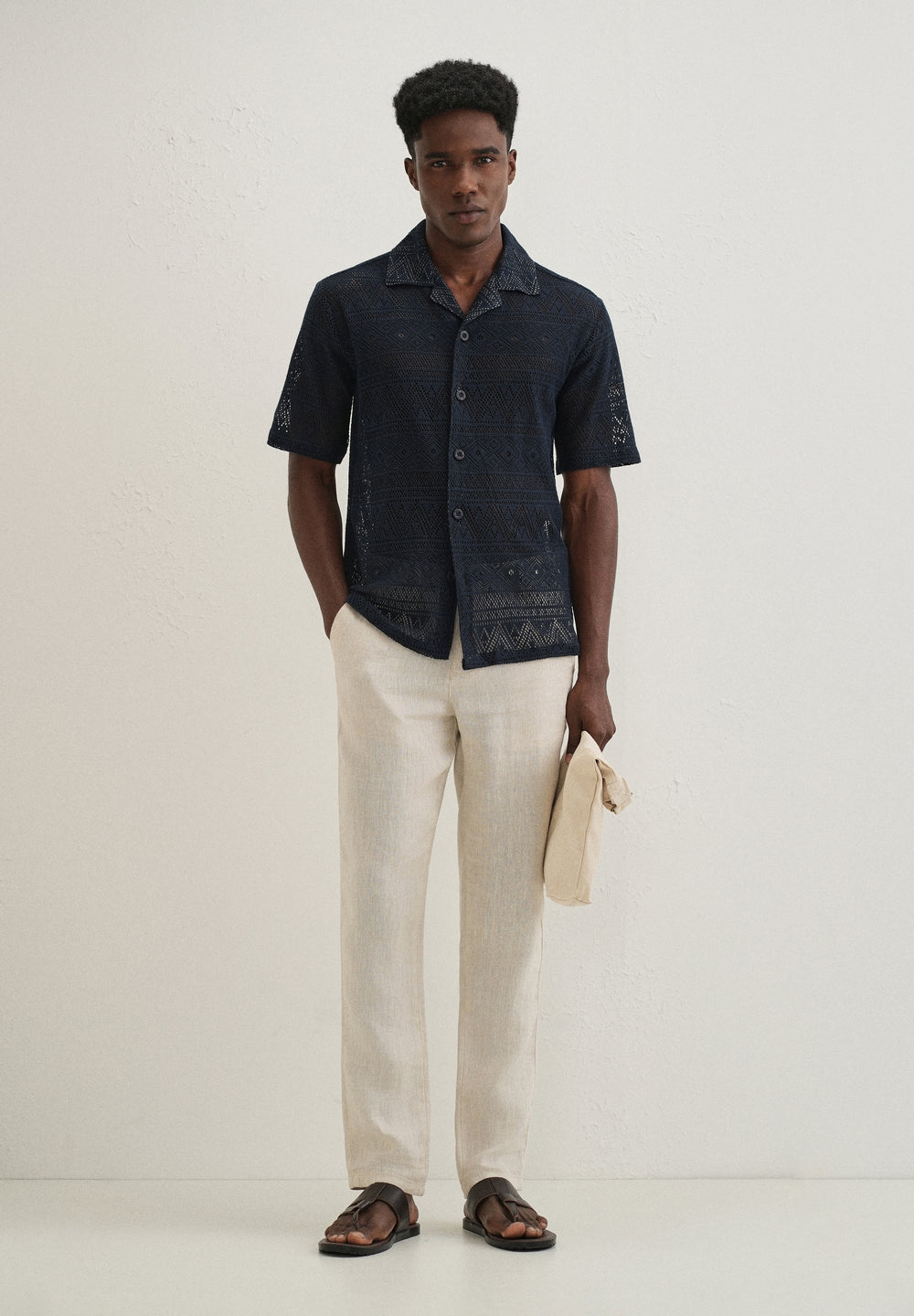 Dark Blue Crochet Shirt