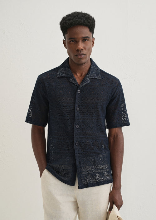 Dark Blue Crochet Shirt