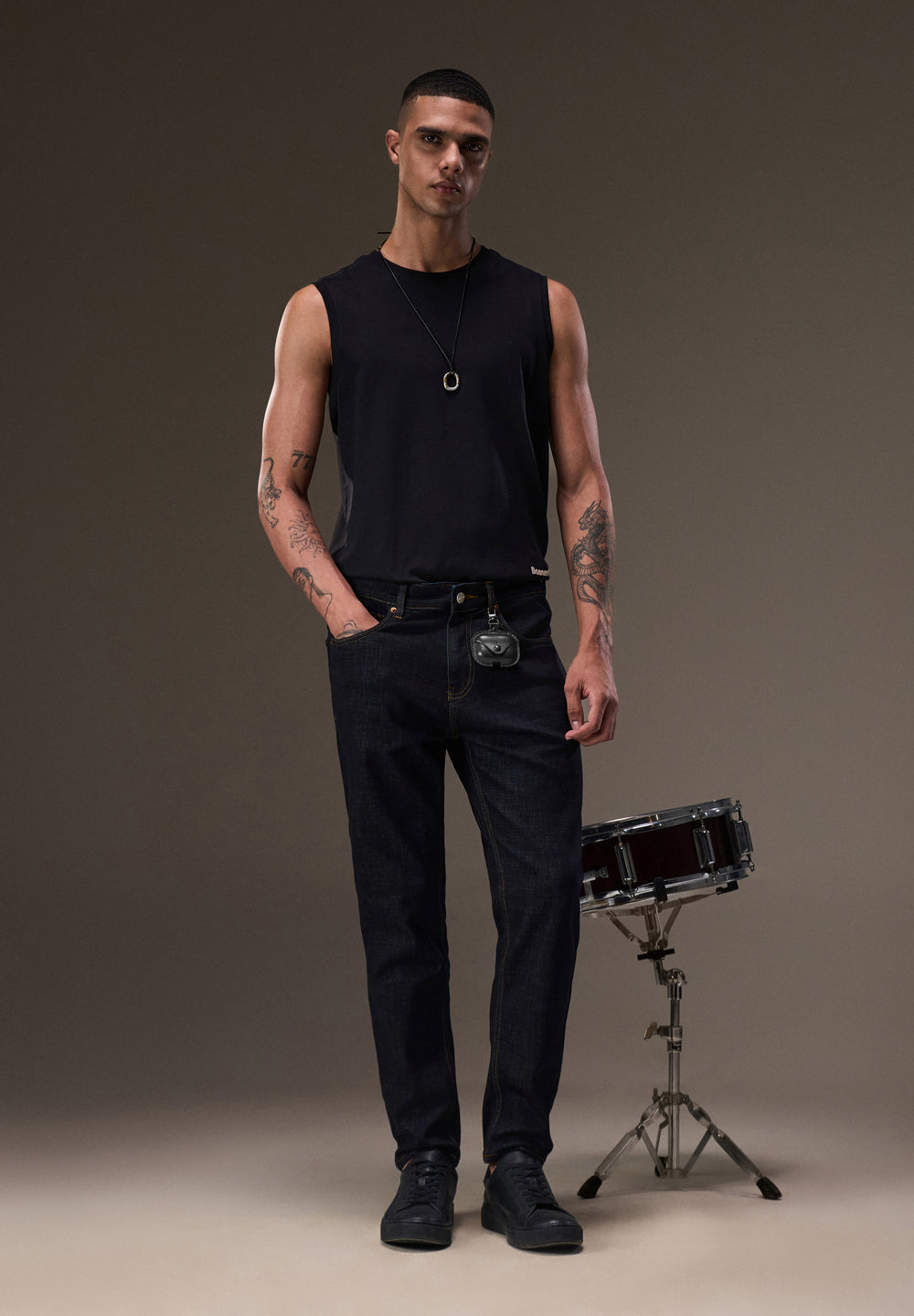 Dark Blue Mid Rise Carrot Fit Jeans