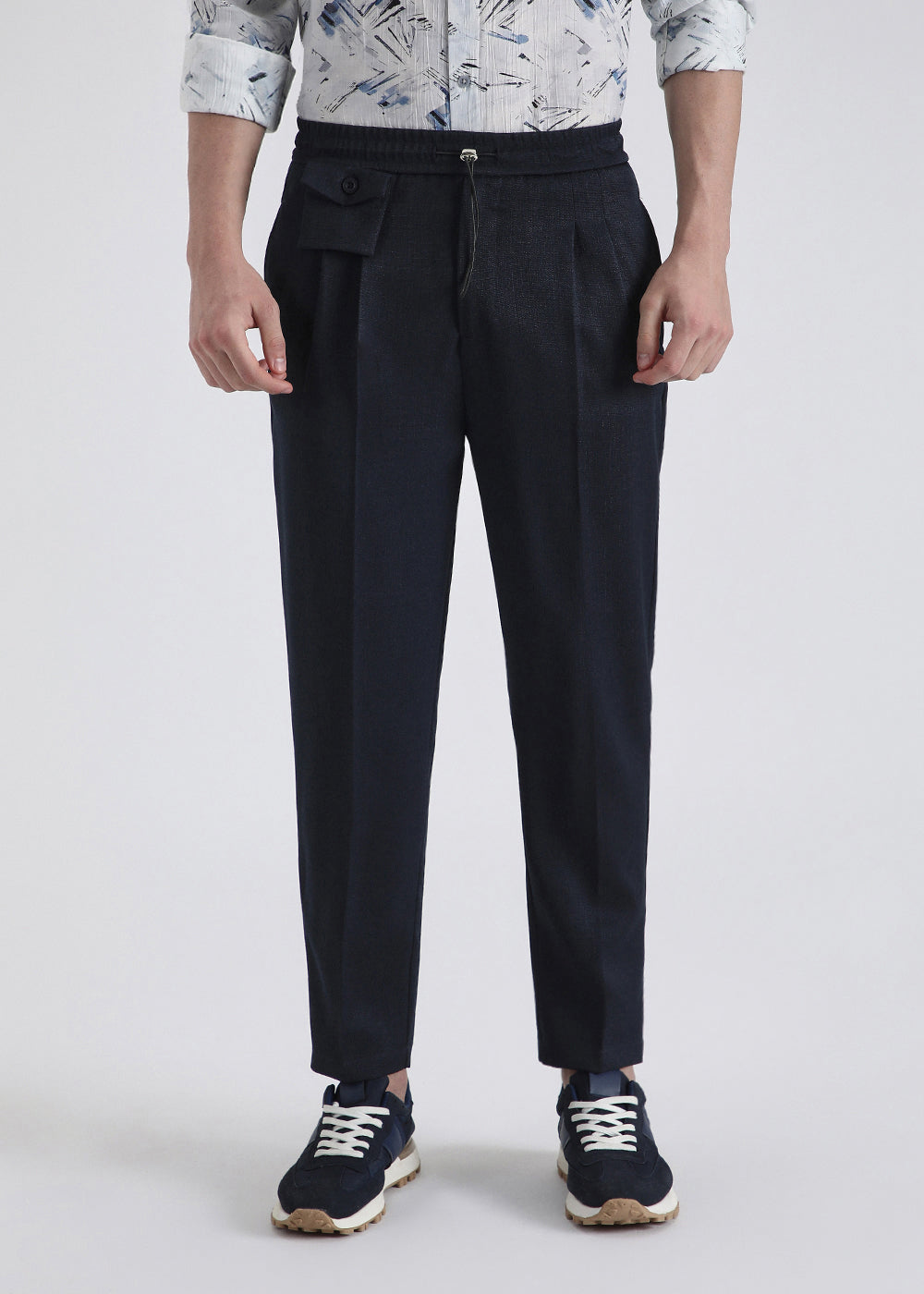 Dark Blue Pleated Korean Pant