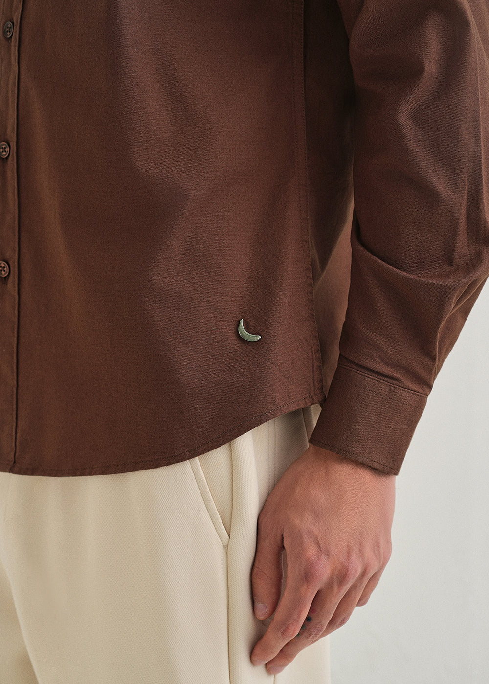 Dark Brown Contrast Placket Shirt