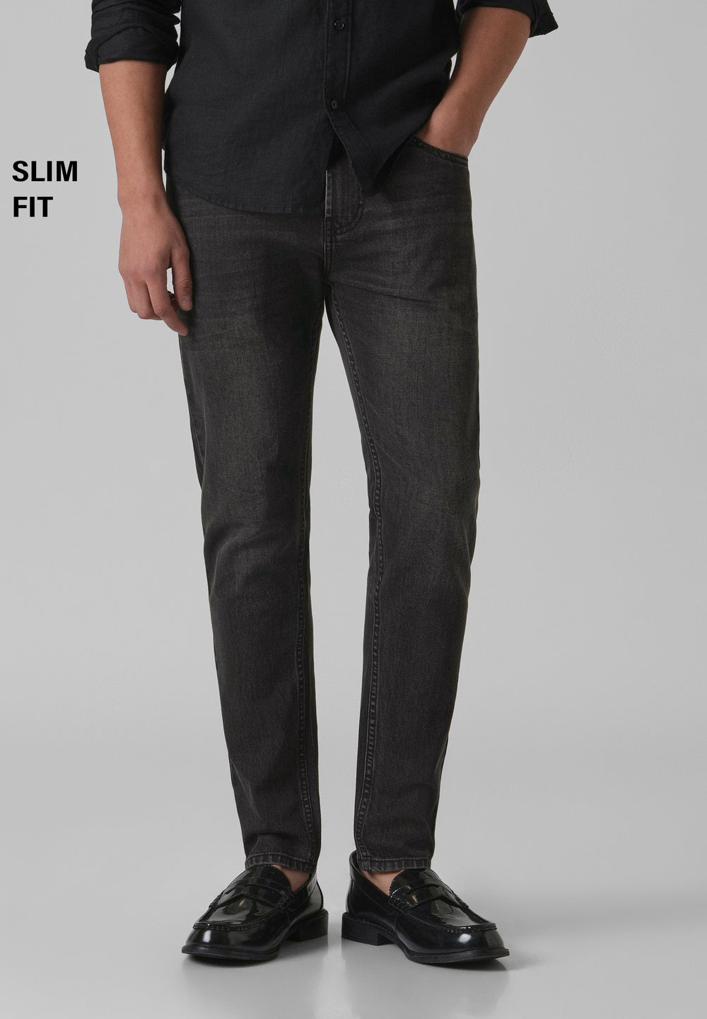 Dark Charcoal Grey Slim Fit Jeans