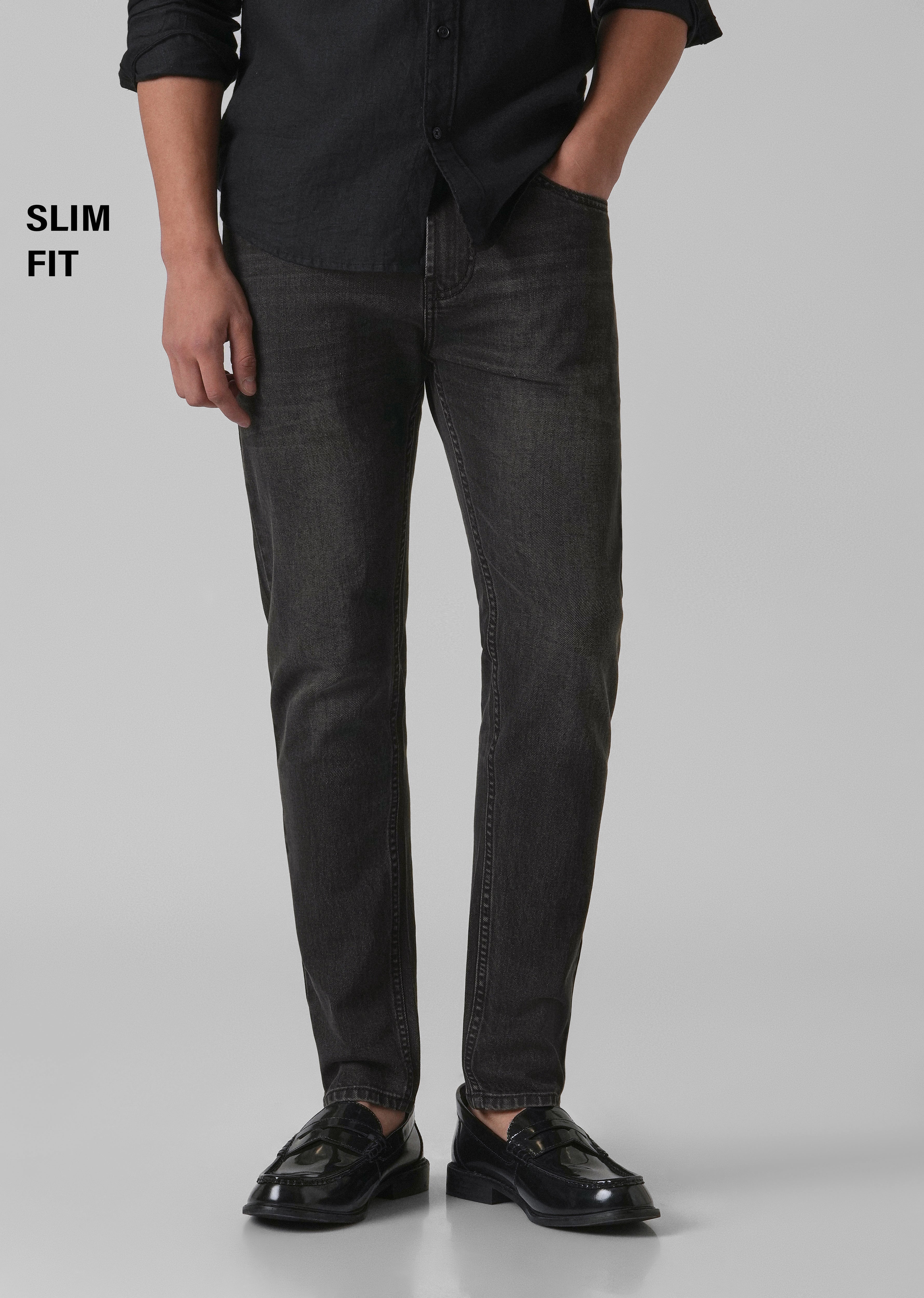 Dark Charcoal Grey Slim Fit Jeans