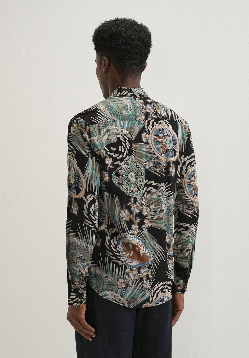 Dark Green Abstract Feather Shirt