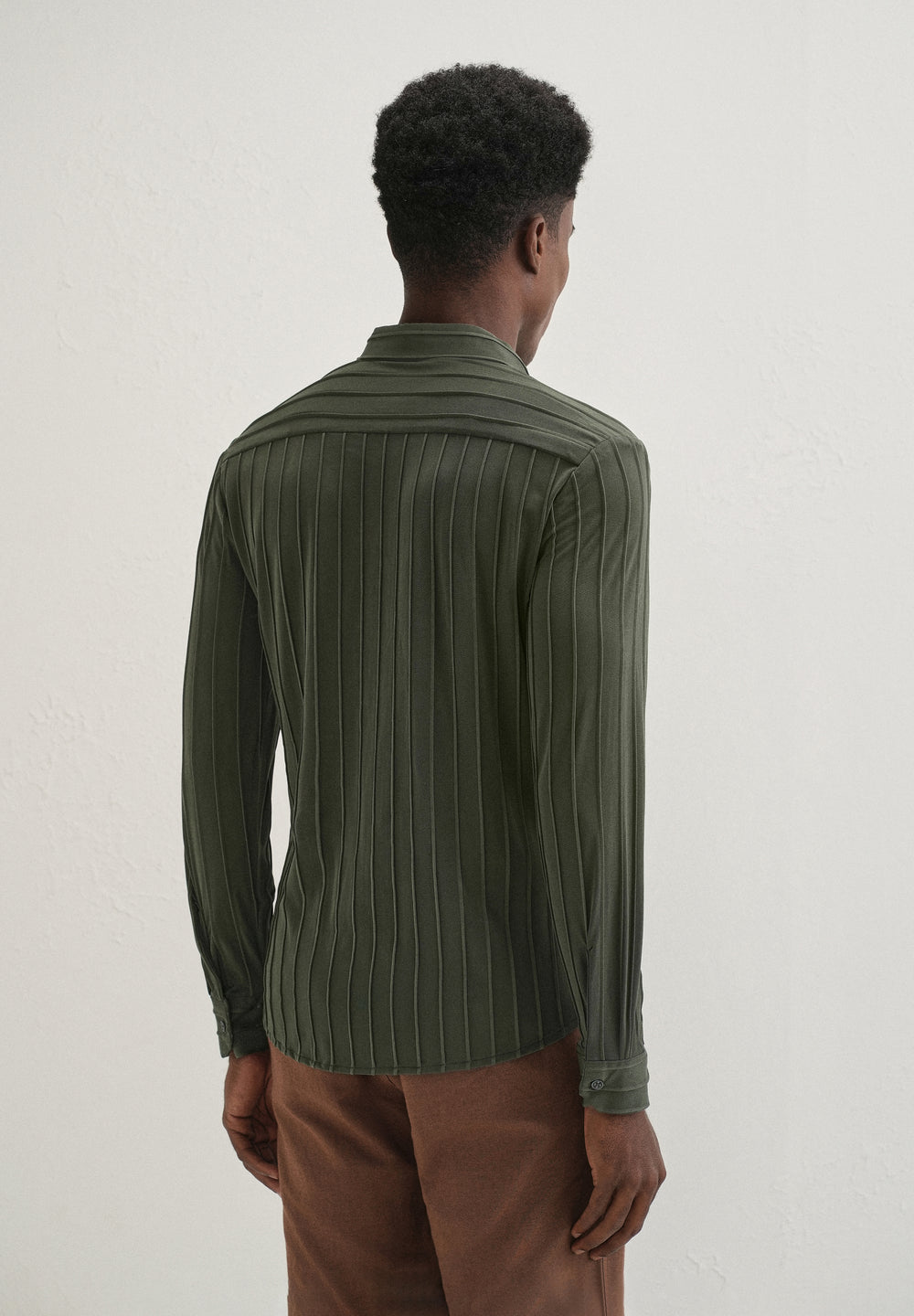 Dark Green Plain Stripe Shirt