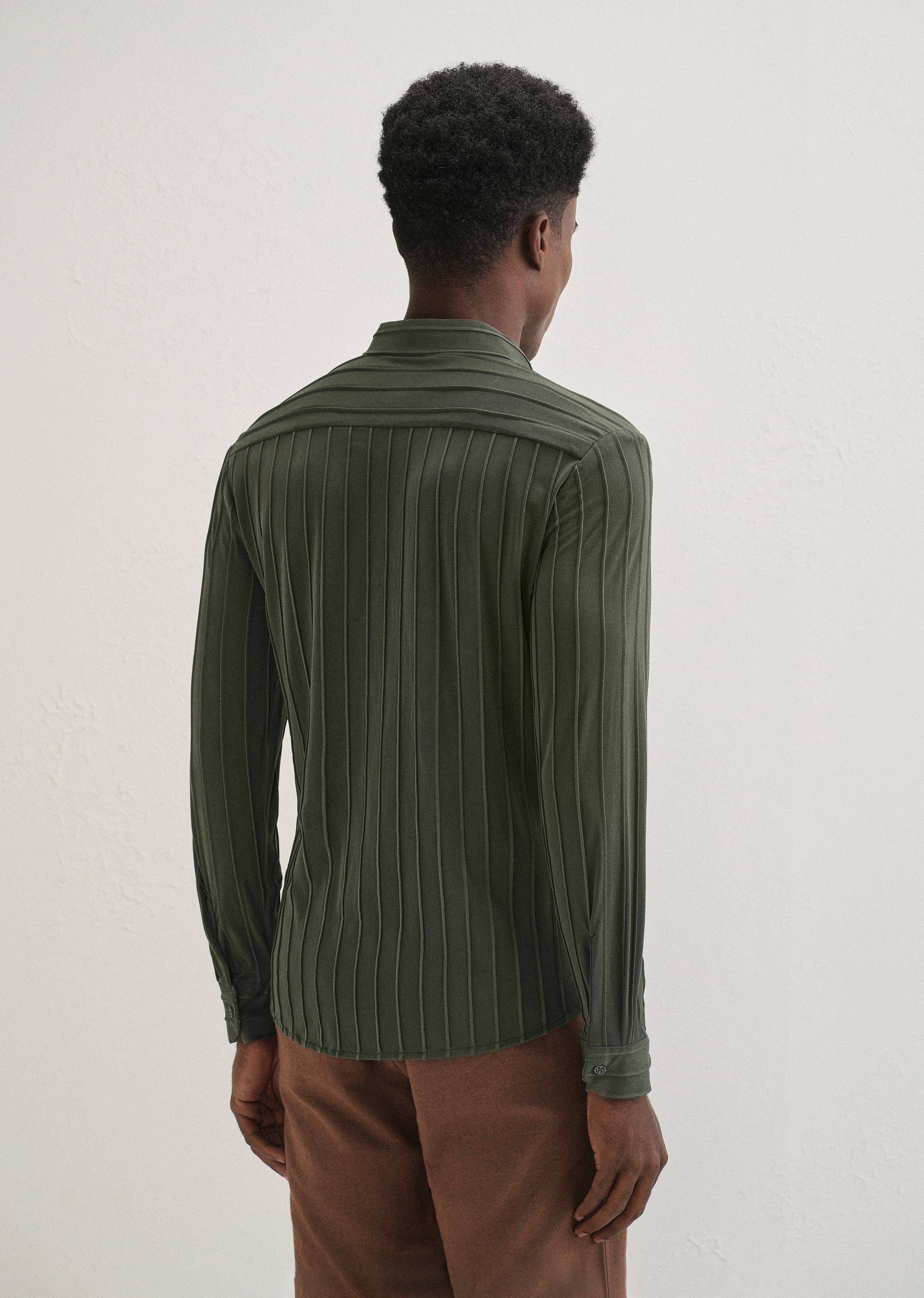 Dark Green Plain Stripe Shirt