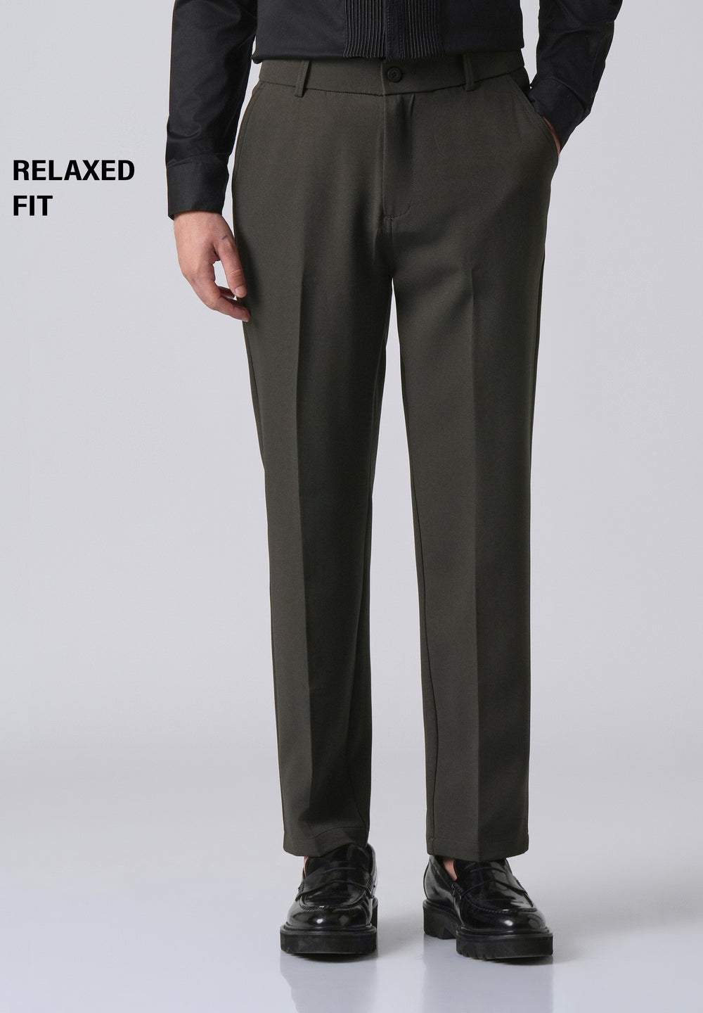 Dark Green Relaxed Fit Trousers