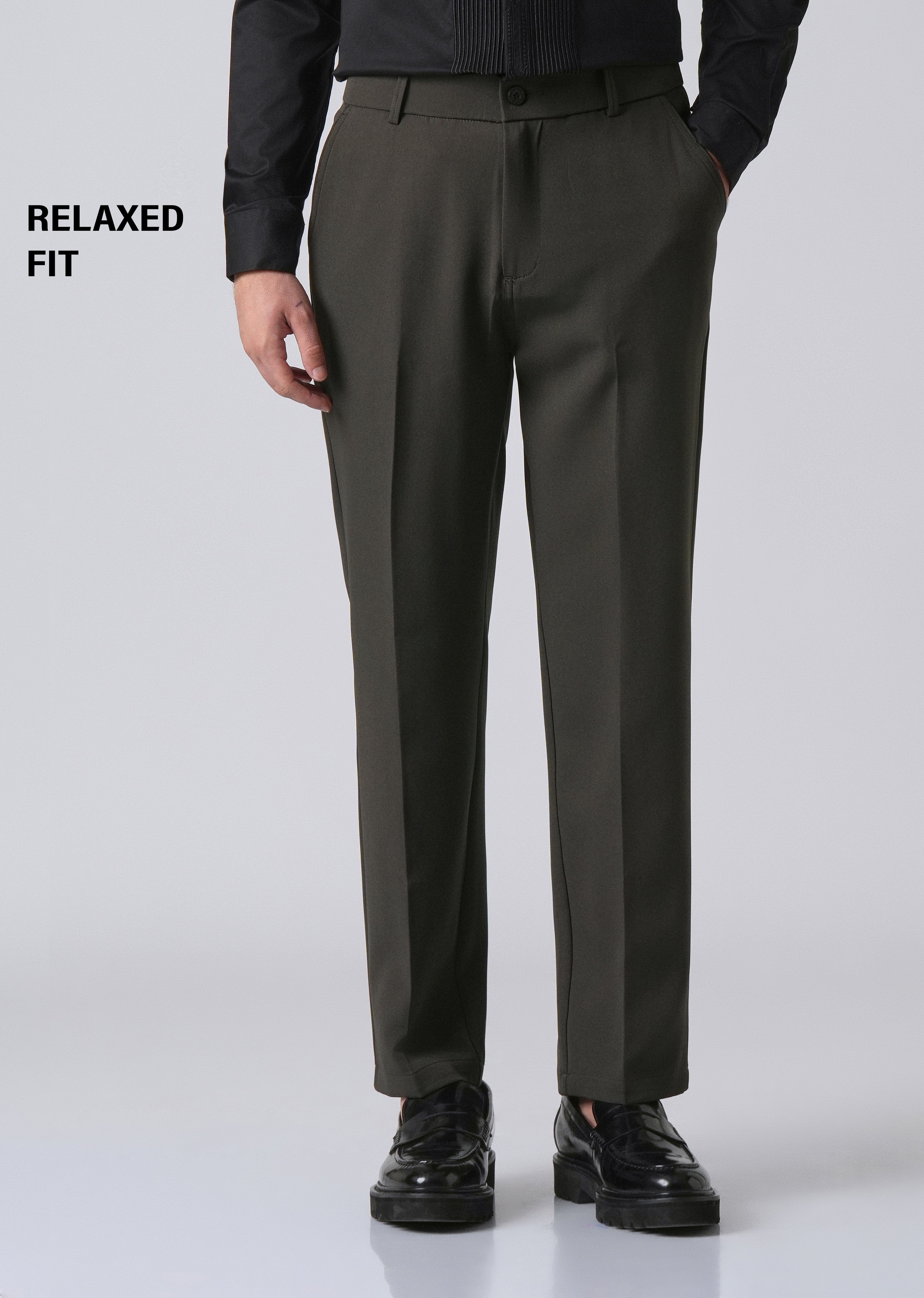 Dark Green Relaxed Fit Trousers