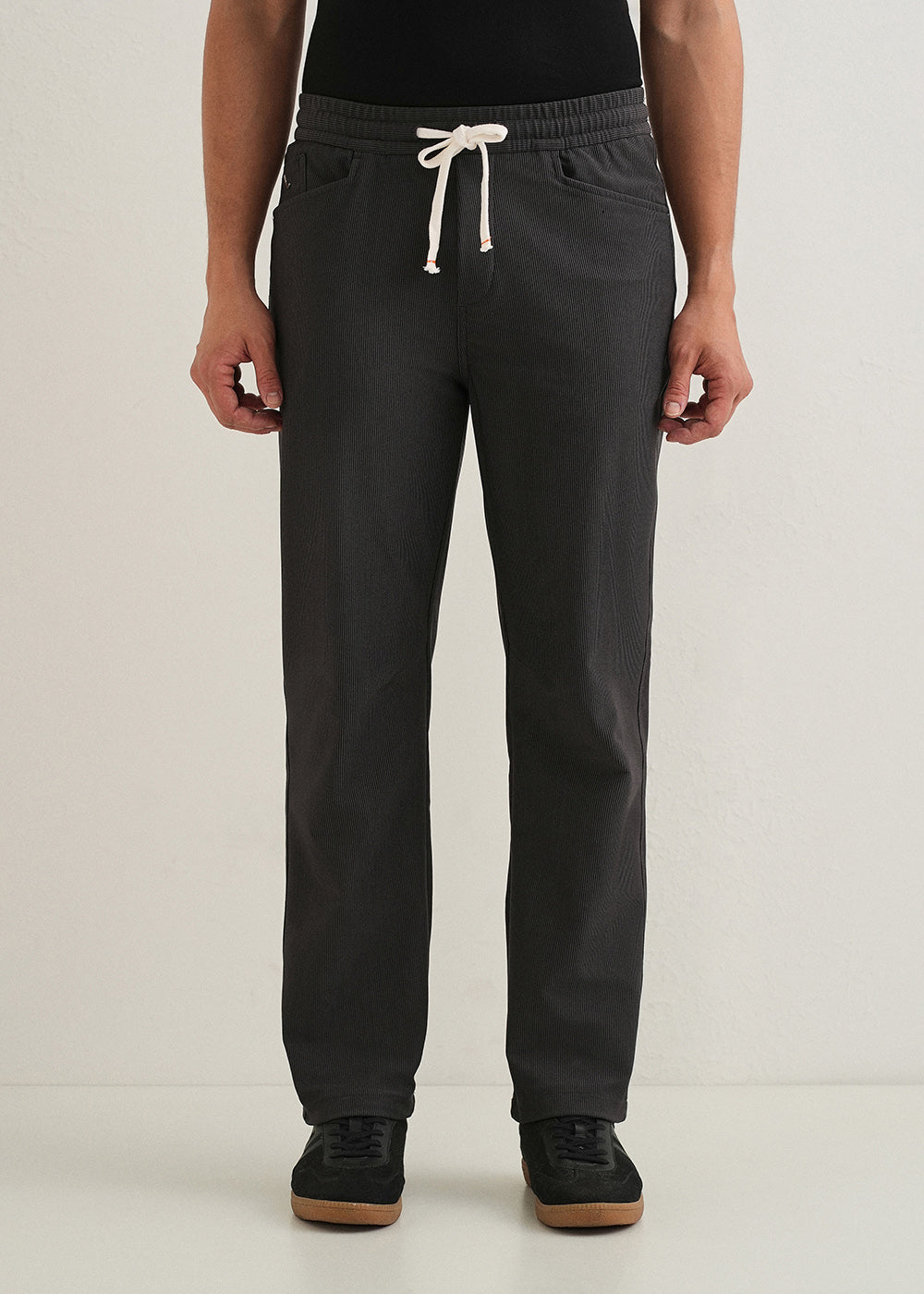 Dark Grey Straight Fit Corduroy Pants