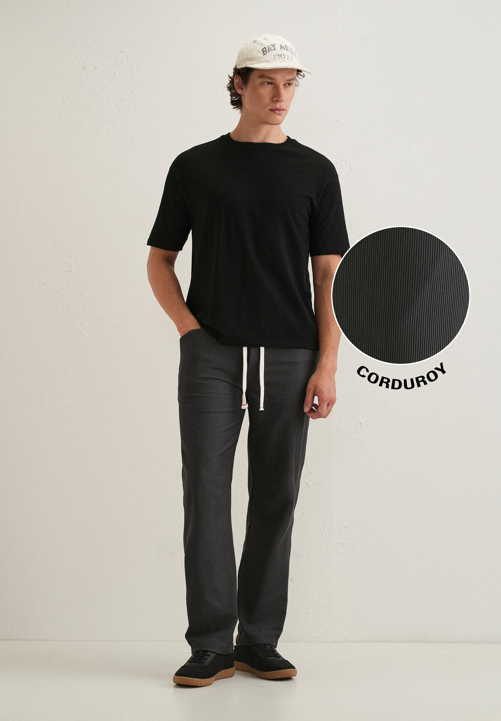 Dark Grey Straight Fit Corduroy Pants