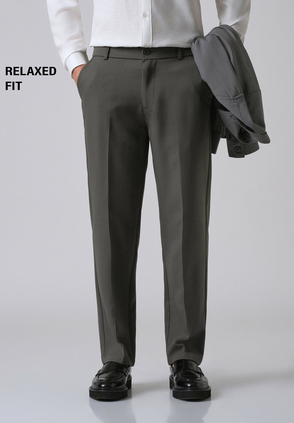 Dark Grey Relaxed Fit Trousers