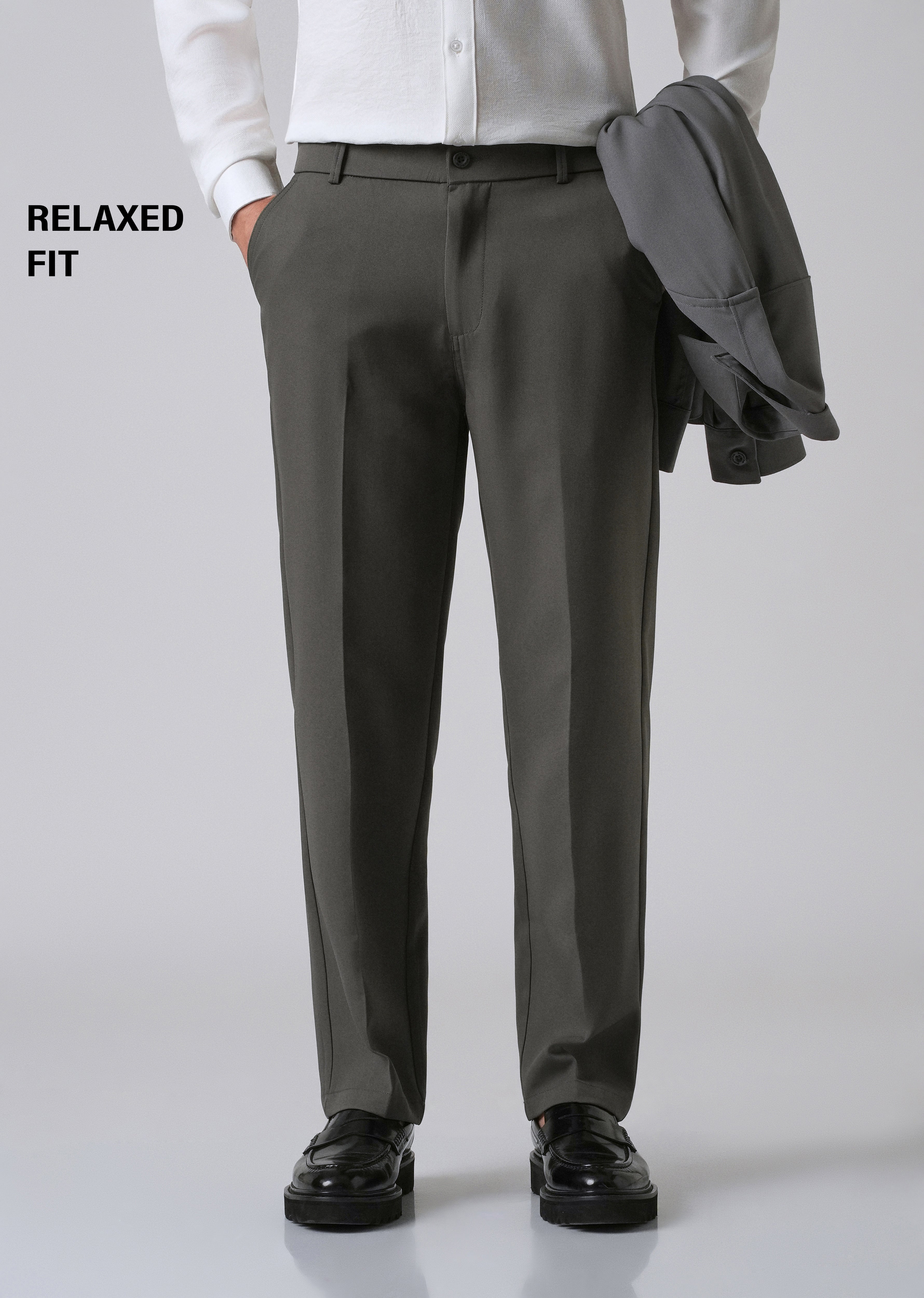 Dark Grey Relaxed Fit Trousers