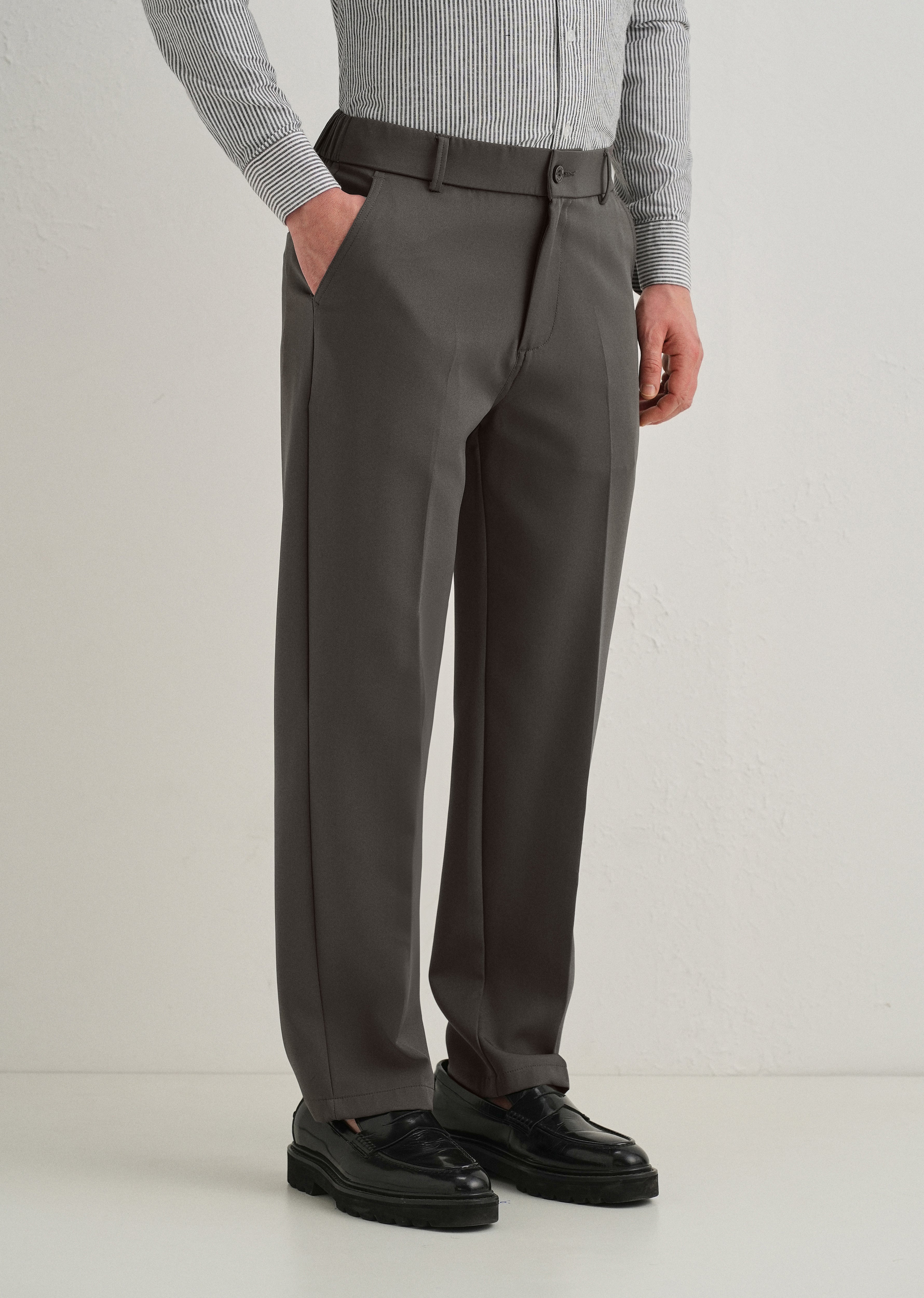 Dark Grey Relaxed Fit Trousers