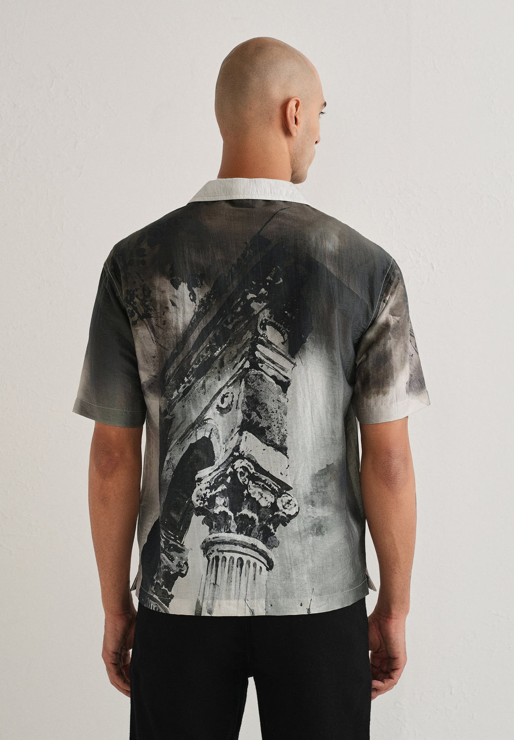 Dark Olive Wash Placement Print Shirt