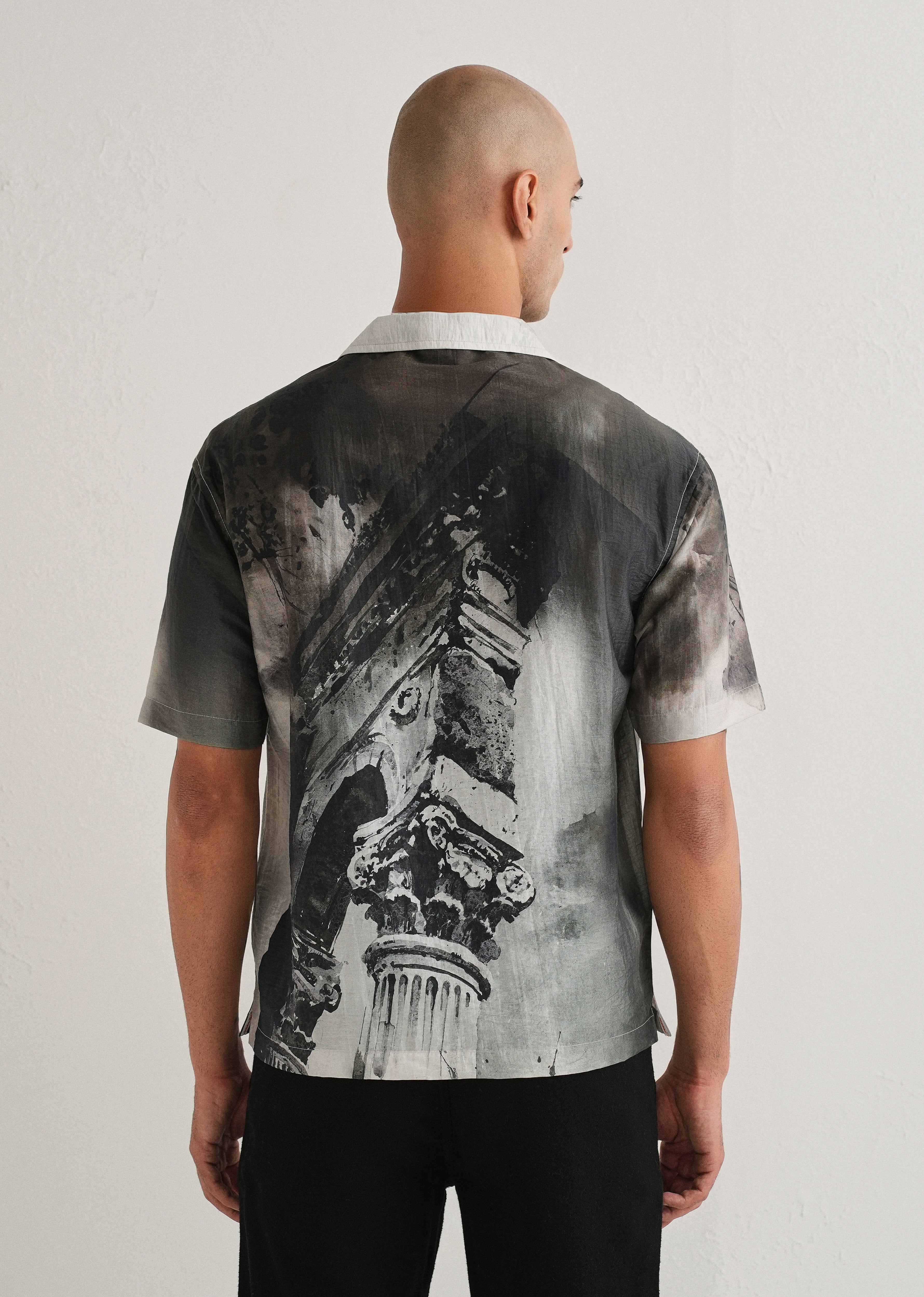 Dark Olive Wash Placement Print Shirt