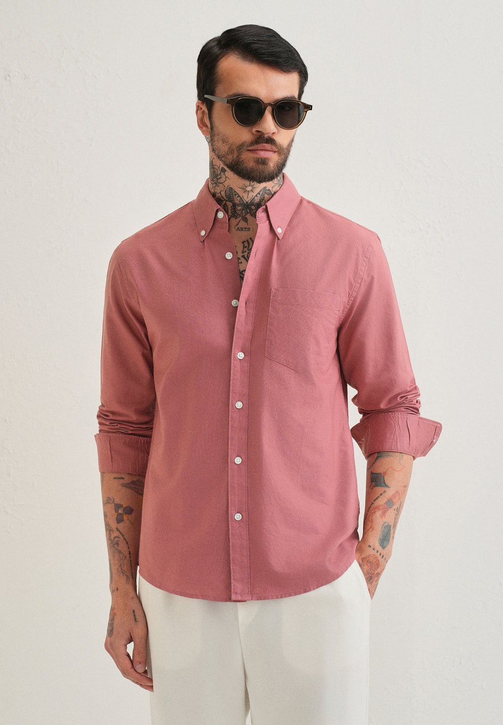 Dark Peach Plain Cotton Oxford Shirt