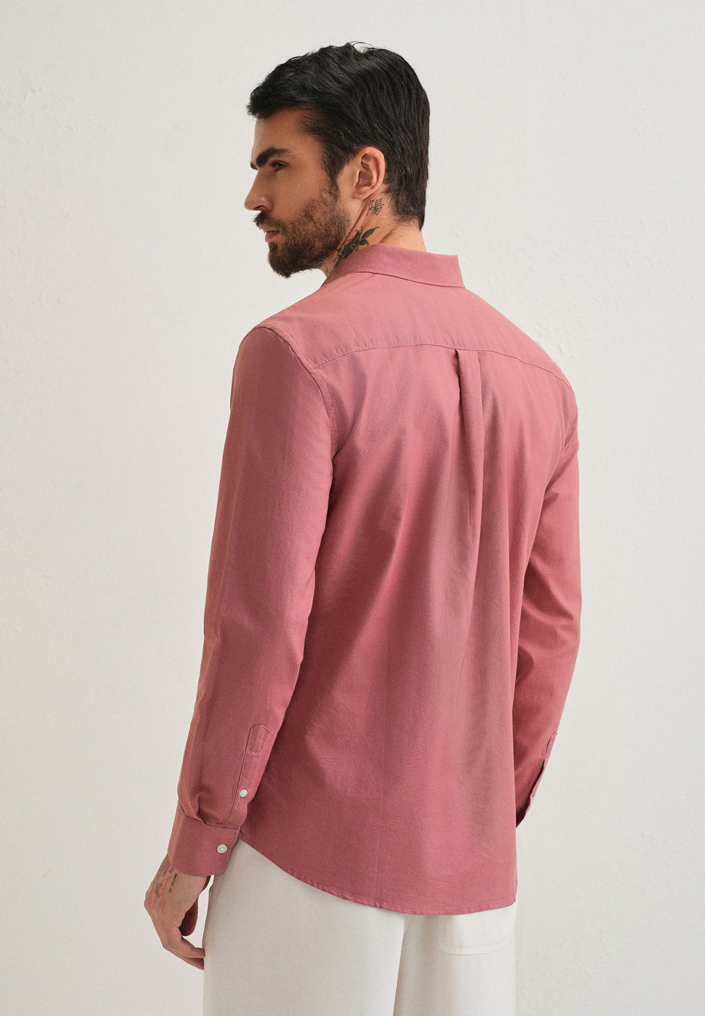 Dark Peach Plain Cotton Oxford Shirt