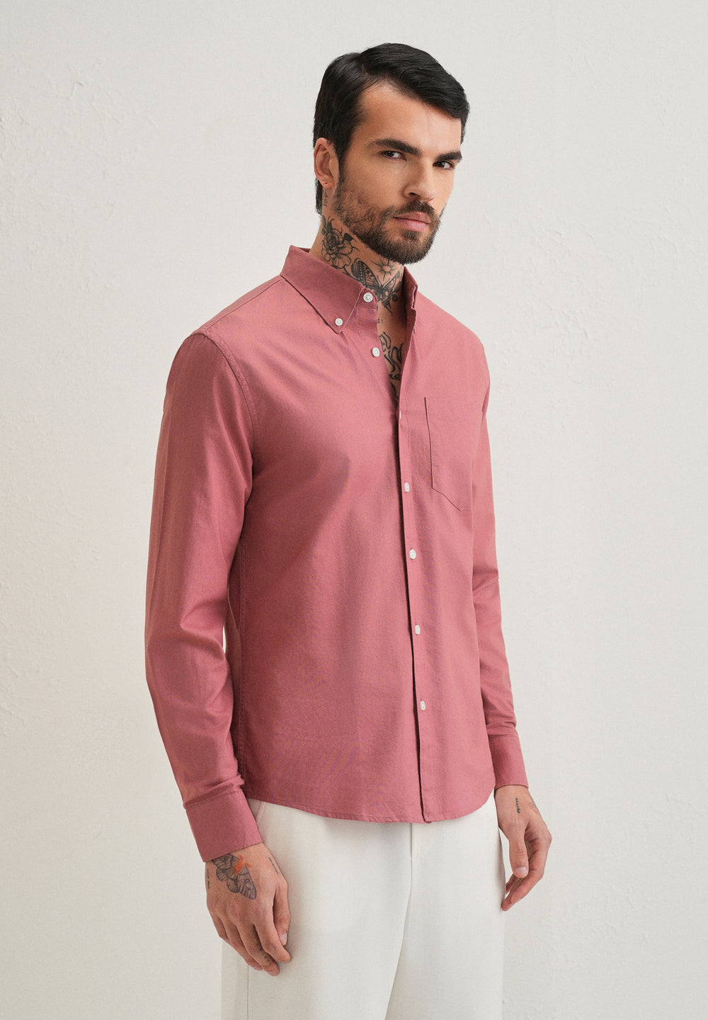 Dark Peach Plain Cotton Oxford Shirt