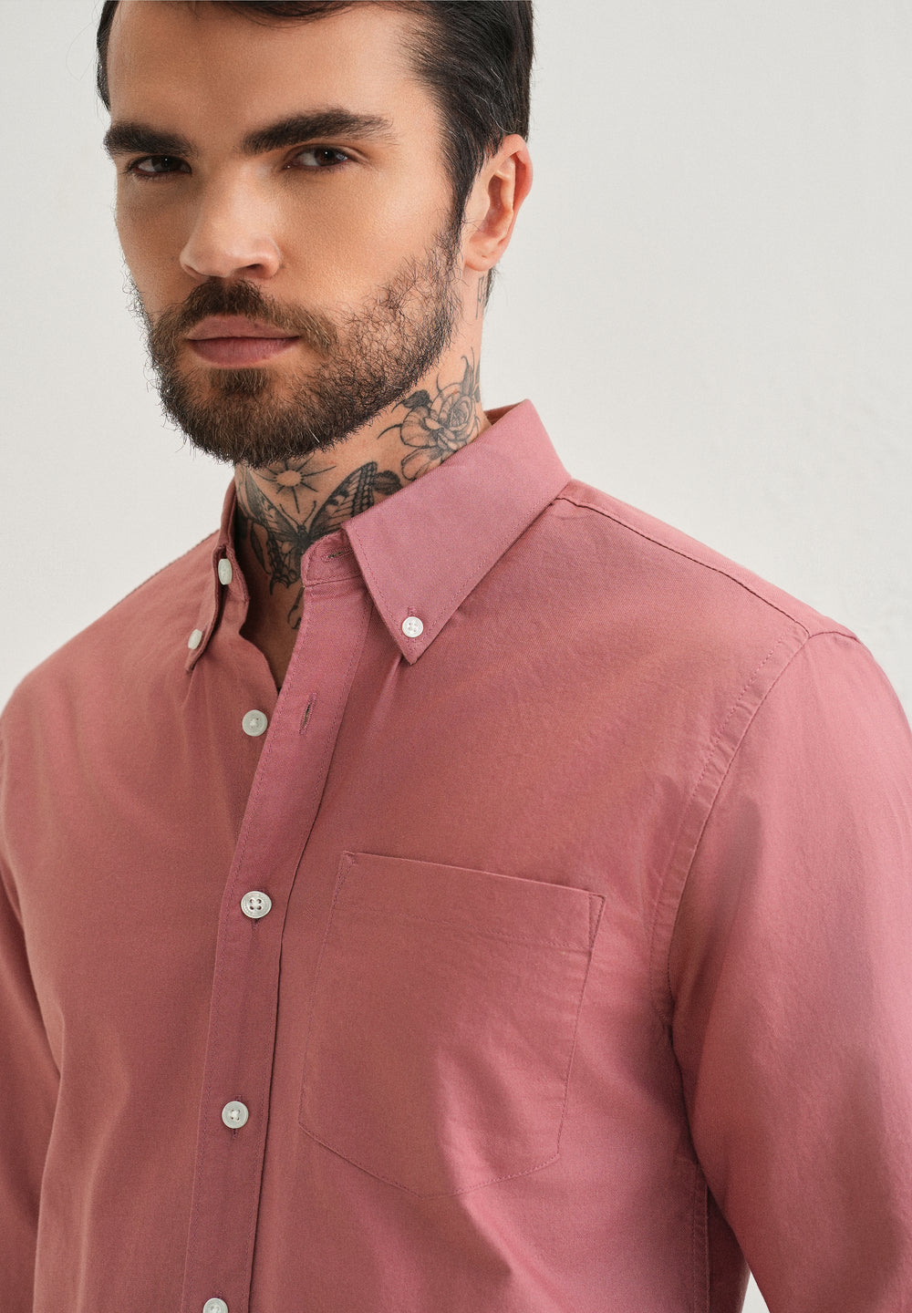 Dark Peach Plain Cotton Oxford Shirt