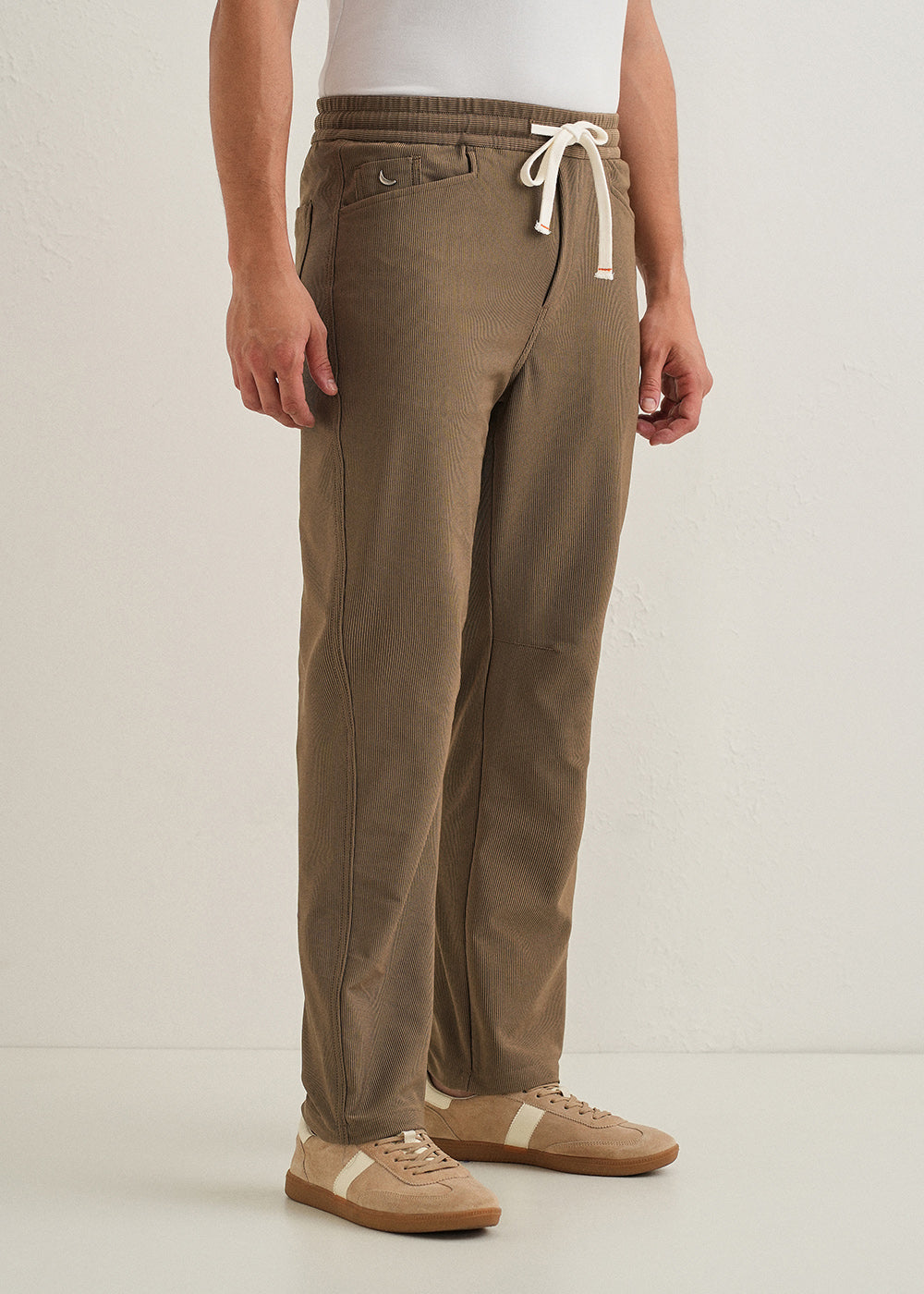 Dark Taupe Straight Fit Corduroy Pants