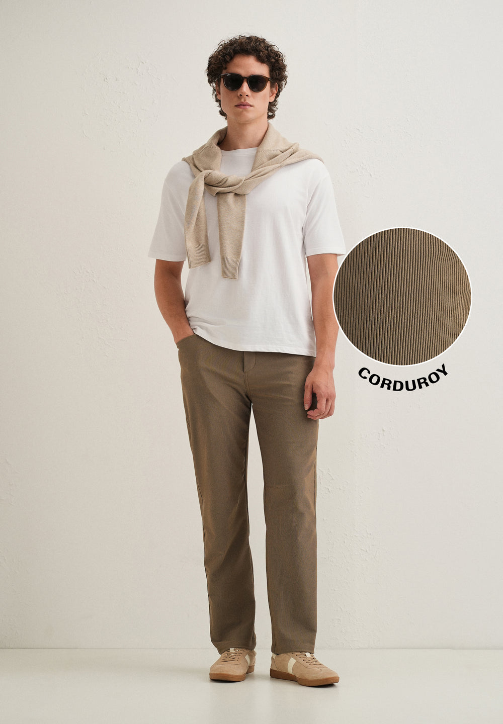 Dark Taupe Straight Fit Corduroy Pants