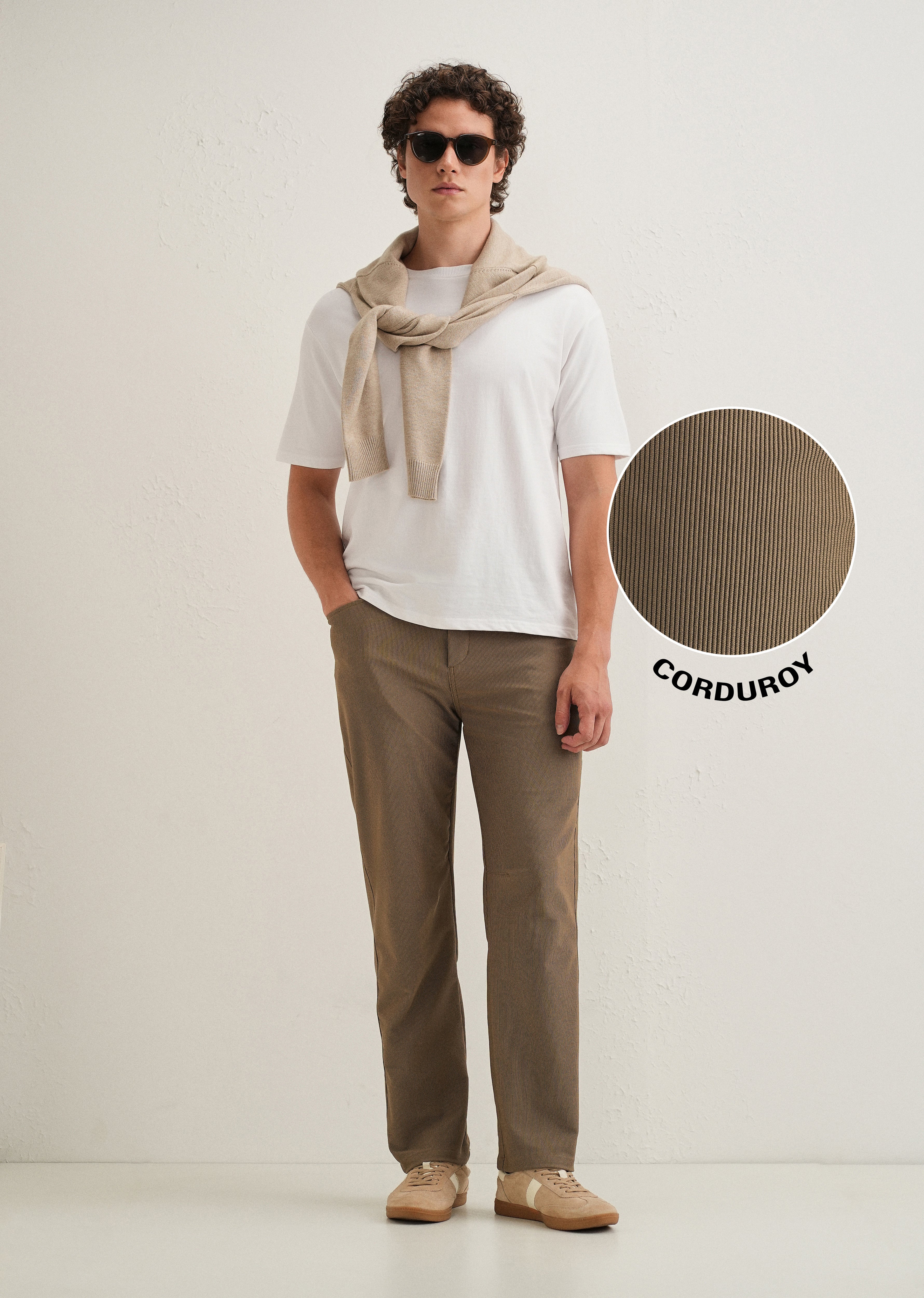 Dark Taupe Straight Fit Corduroy Pants